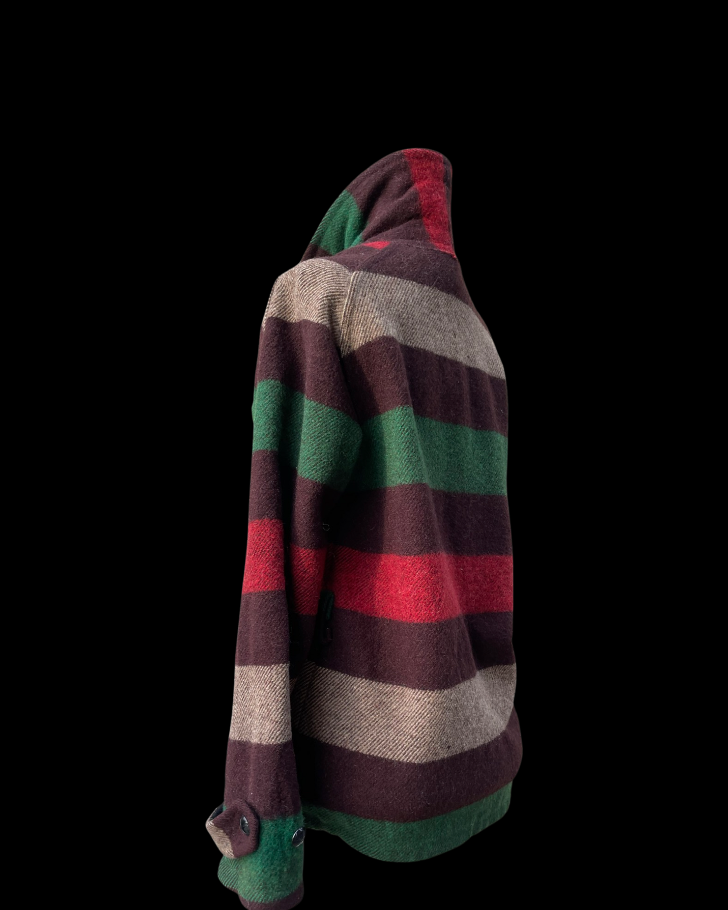 1930s Double Breasted Mackinaw Striped Wool Blanket Jacket