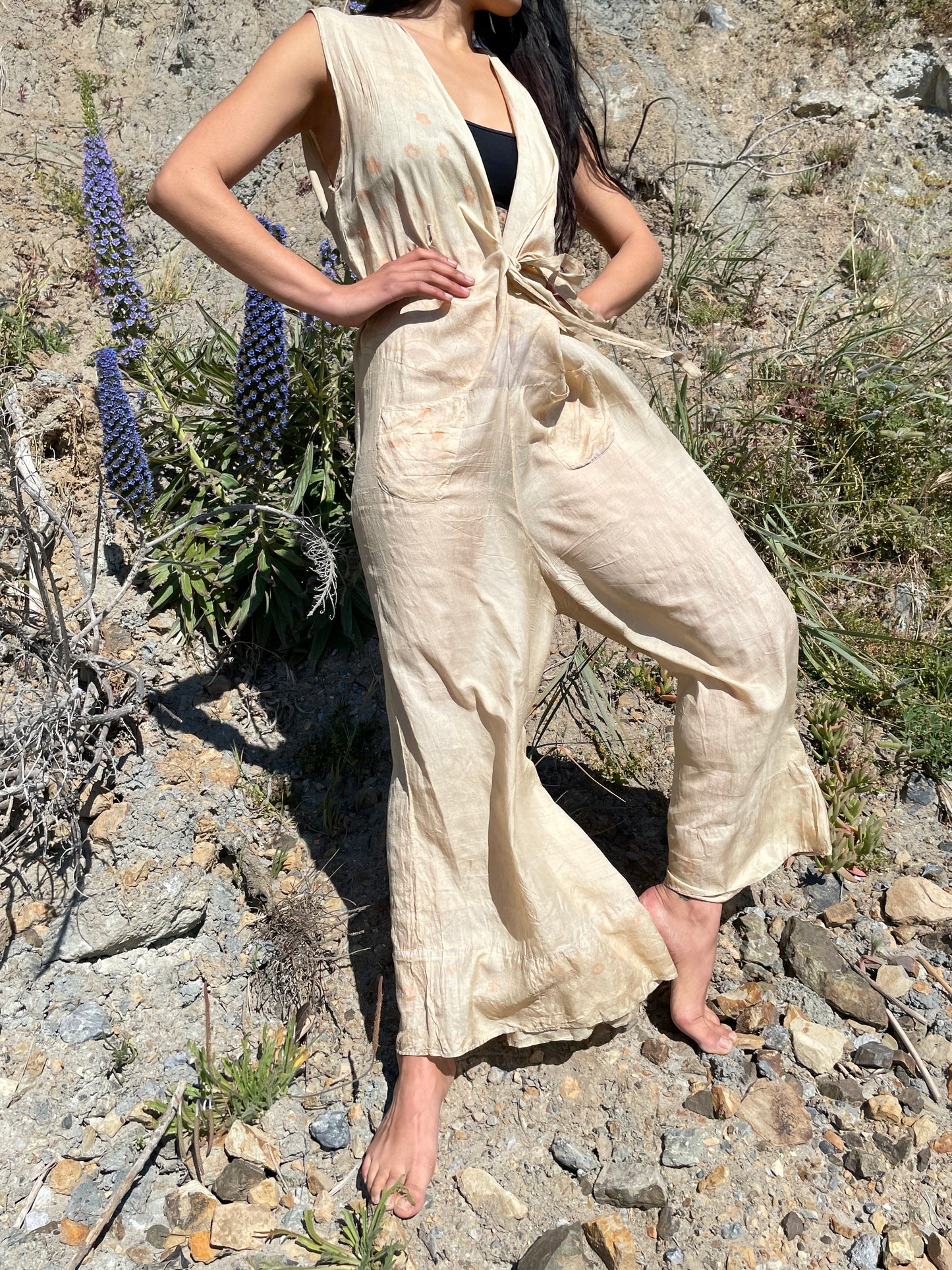 1930s Pongee Silk Japanese Beach Pajamas