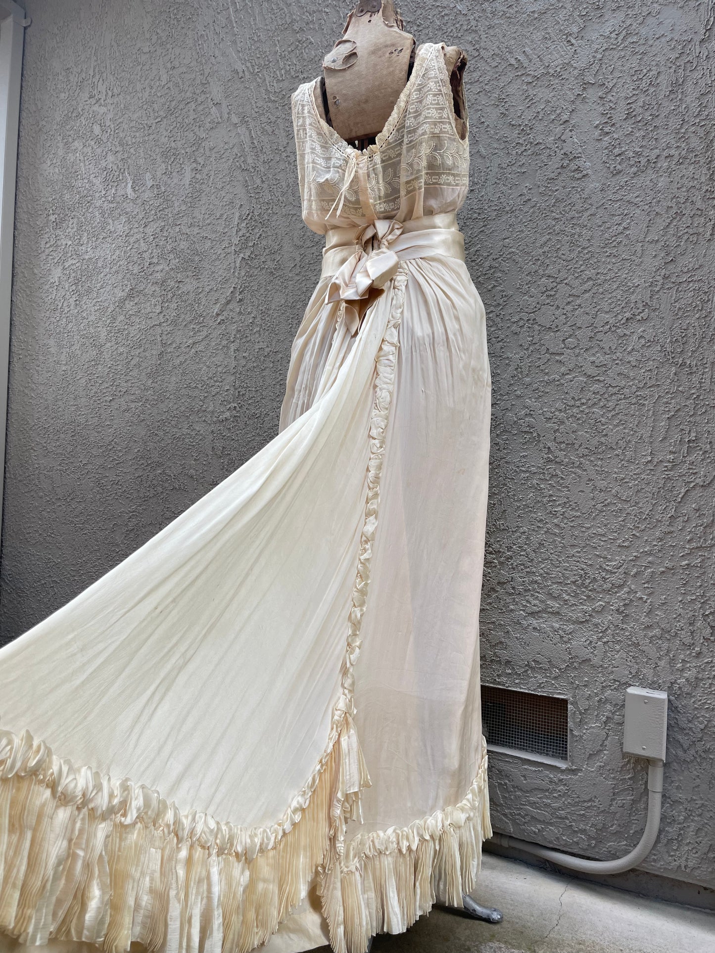 Rare 1890-1900s Two Piece Silk Wedding Ensemble Gown Jacket
