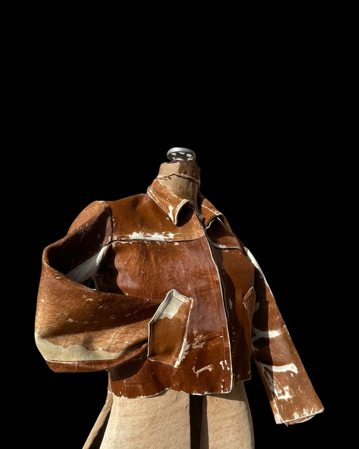 Rare 1940s Pony Hair Side Buckle Western Fringe Cropped Jacket