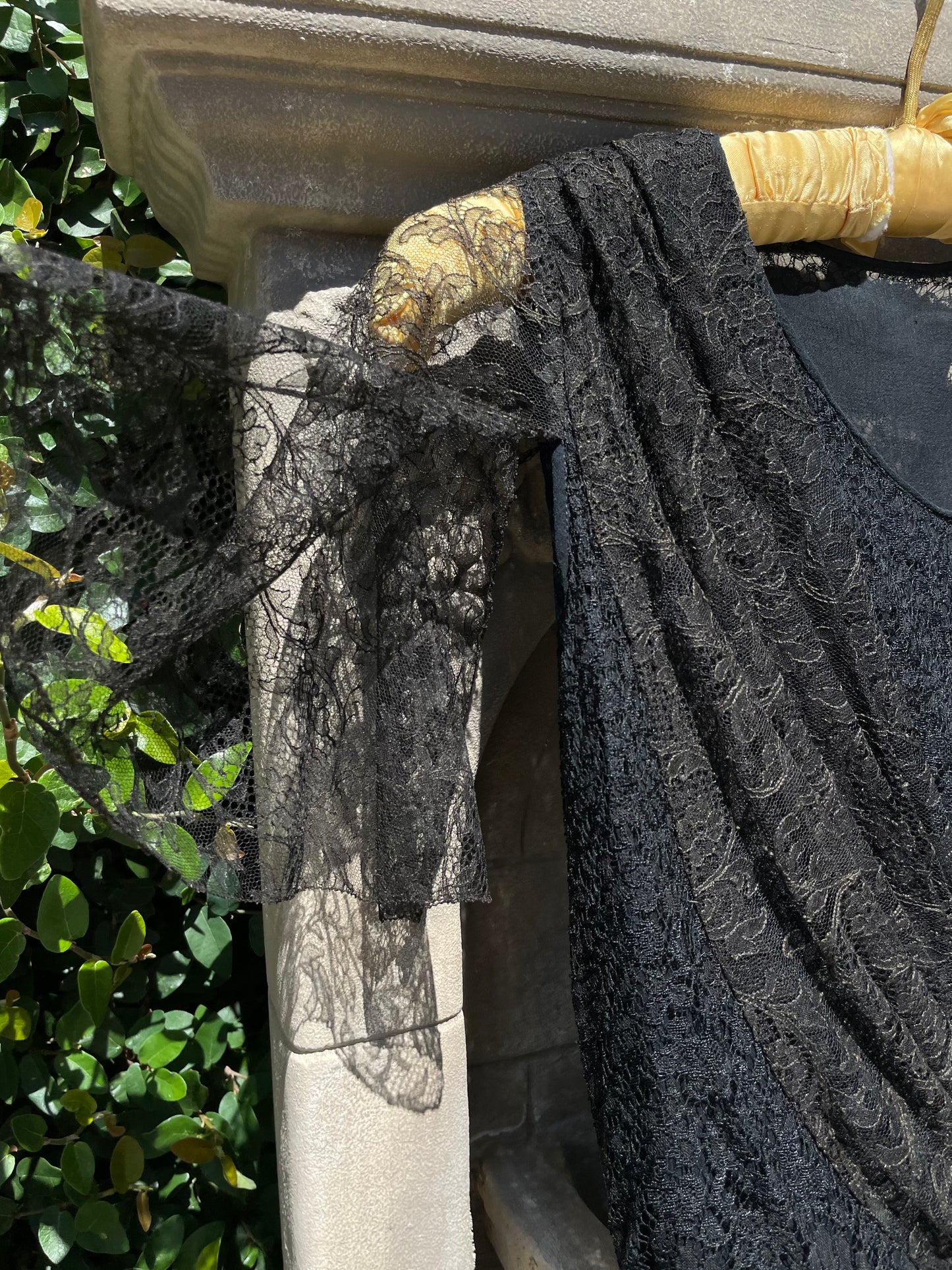 1918 French Flutter Sleeve Drop Waist Lace & Chiffon Dresso