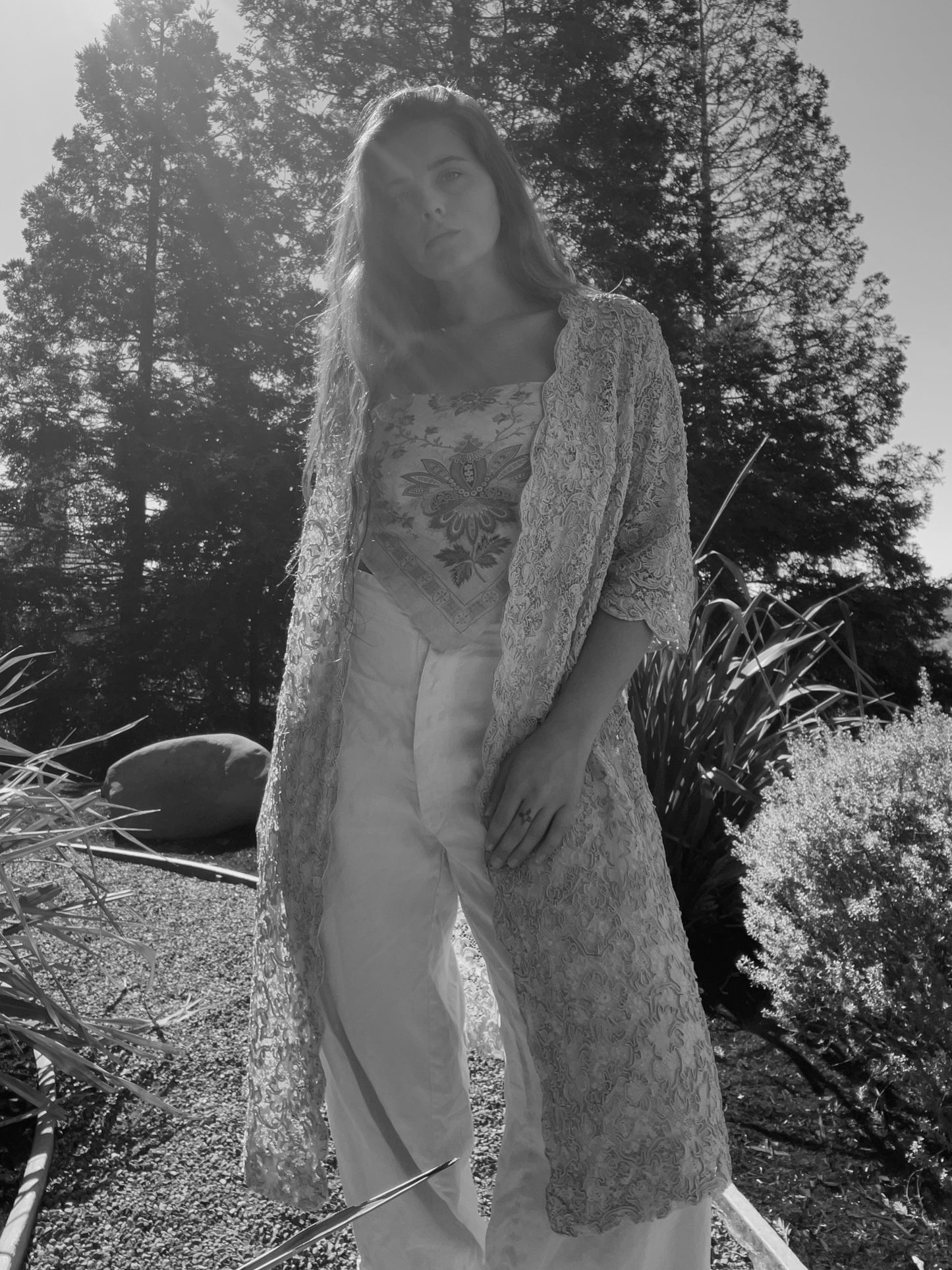 Antique Ecru Lace Soutache Robe Style Jacket