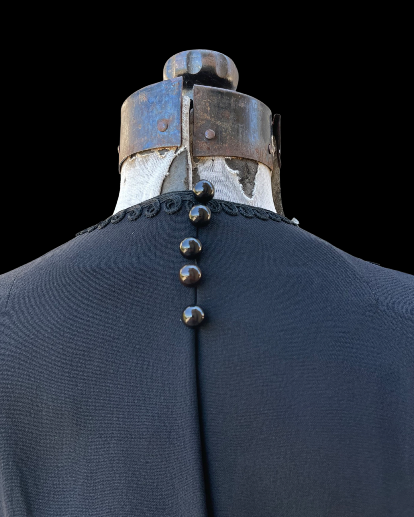 1940s Rayon Crepe Soutache Zip Front Dress