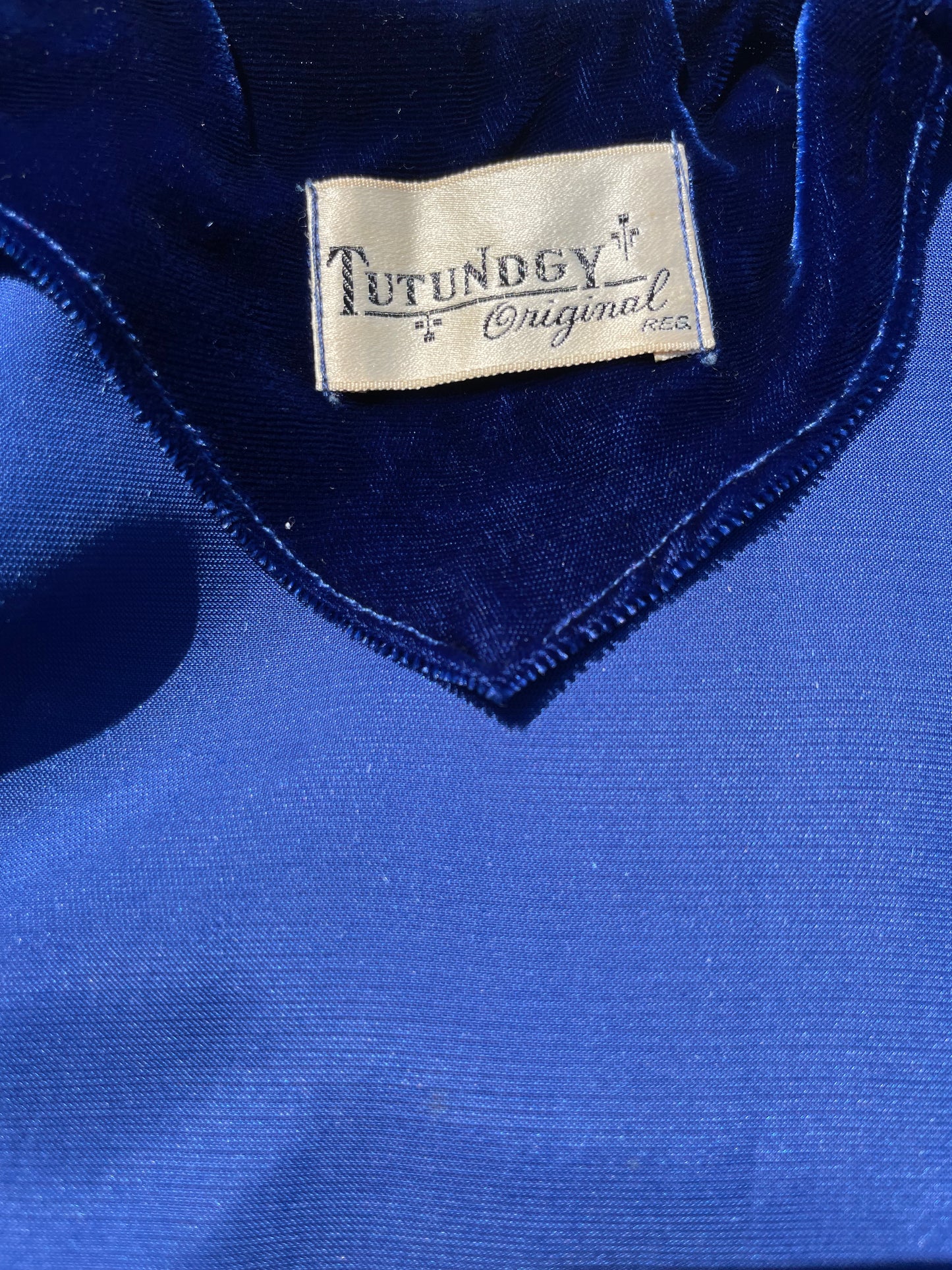 1940s Royal Blue Crushed Velvet Hostess Gown