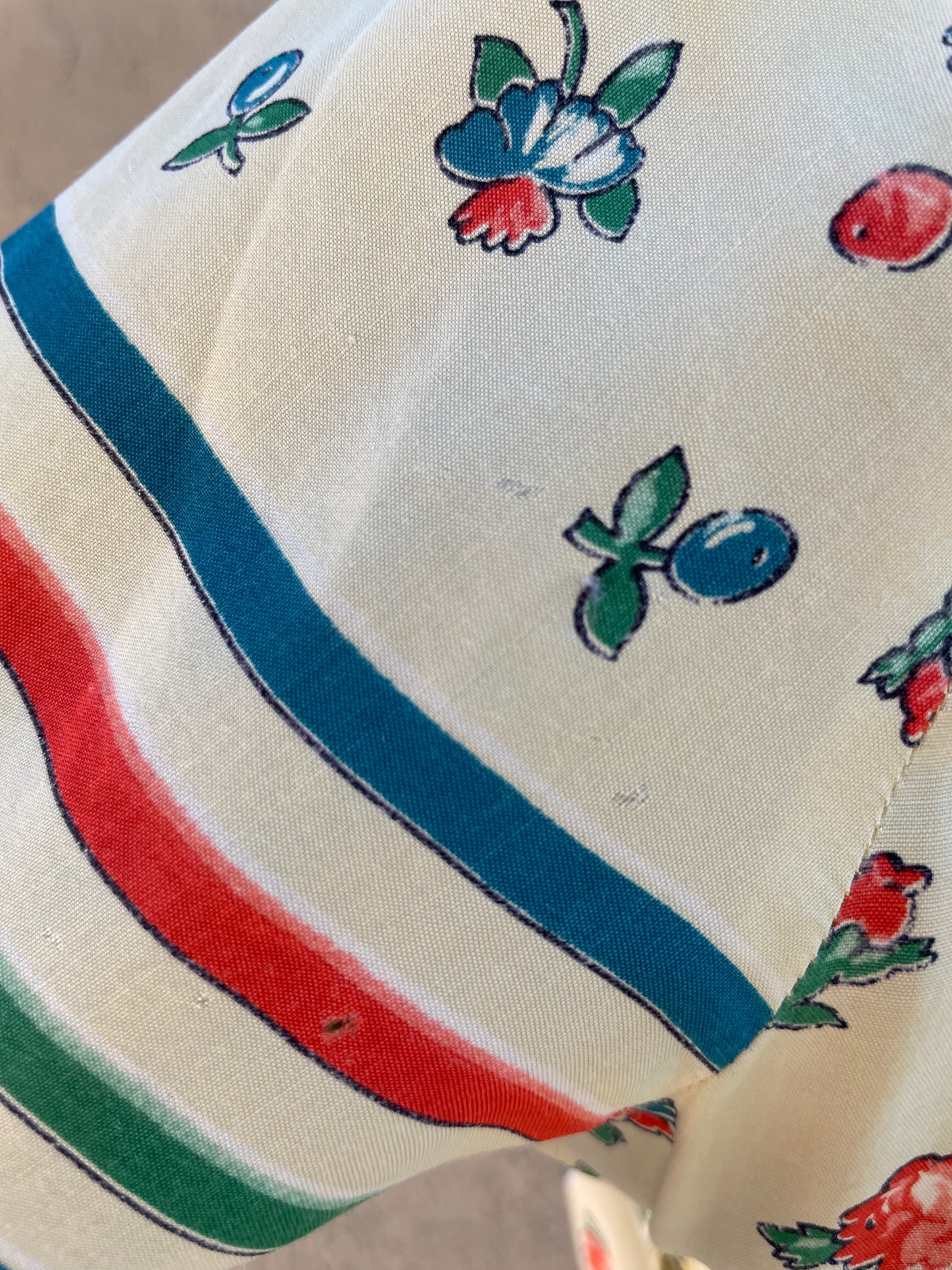 RARE 1940s 'Gay Gibson' Chevron Striped Flora Coldl Rayon Dress
