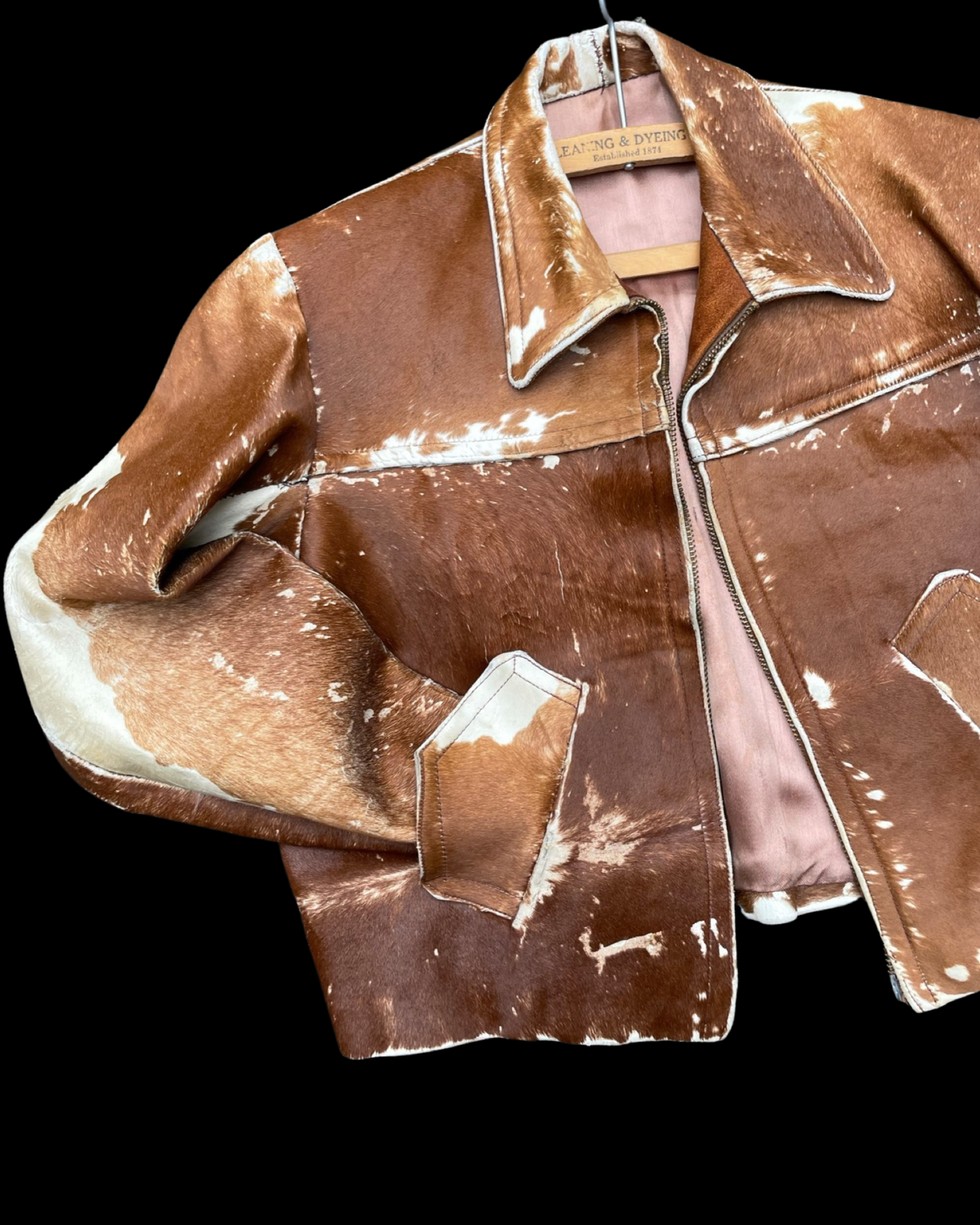 Rare 1940s Pony Hair Side Buckle Western Fringe Cropped Jacket