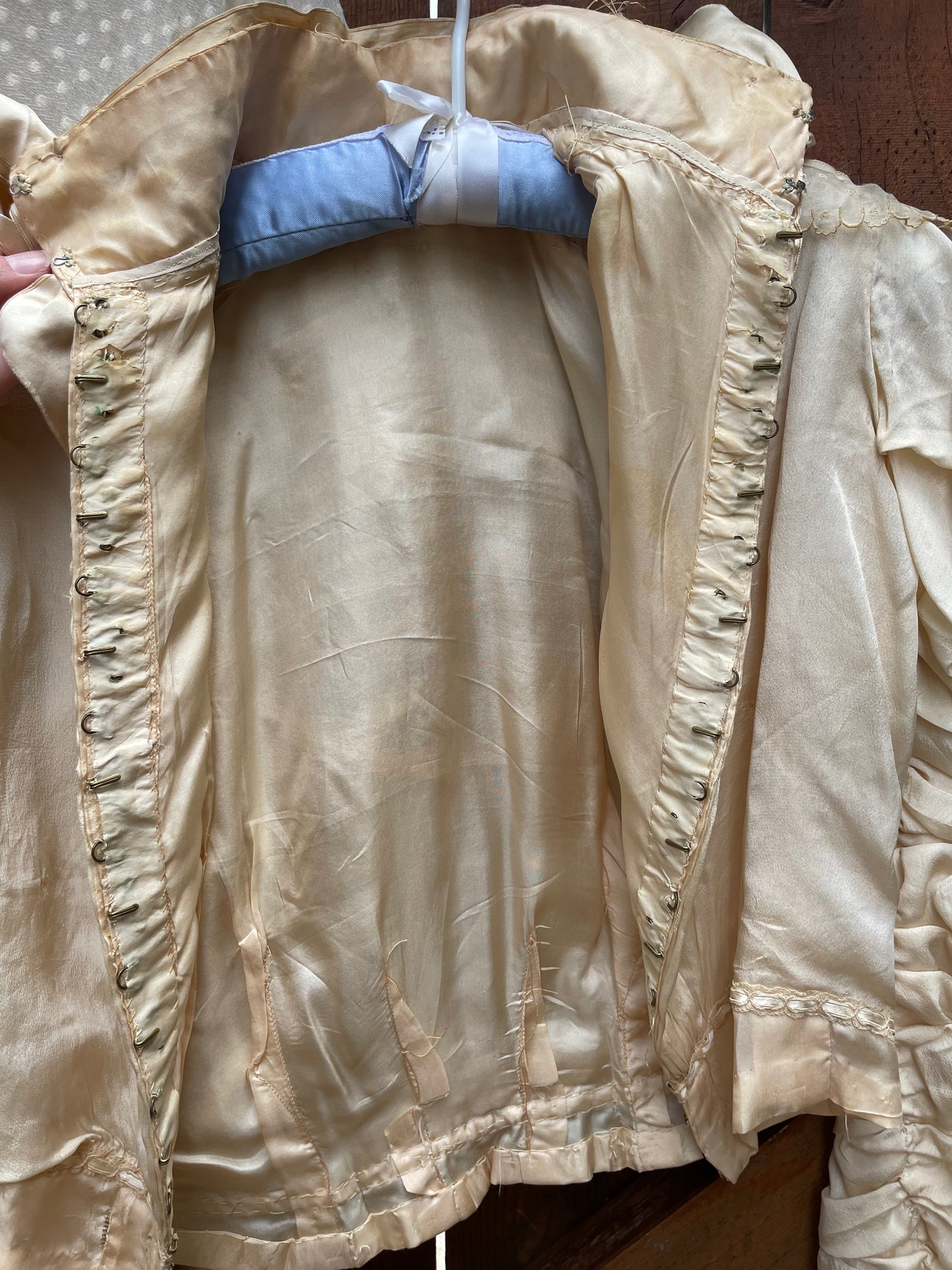 Rare 1890-1900s Two Piece Silk Wedding Ensemble Gown Jacket