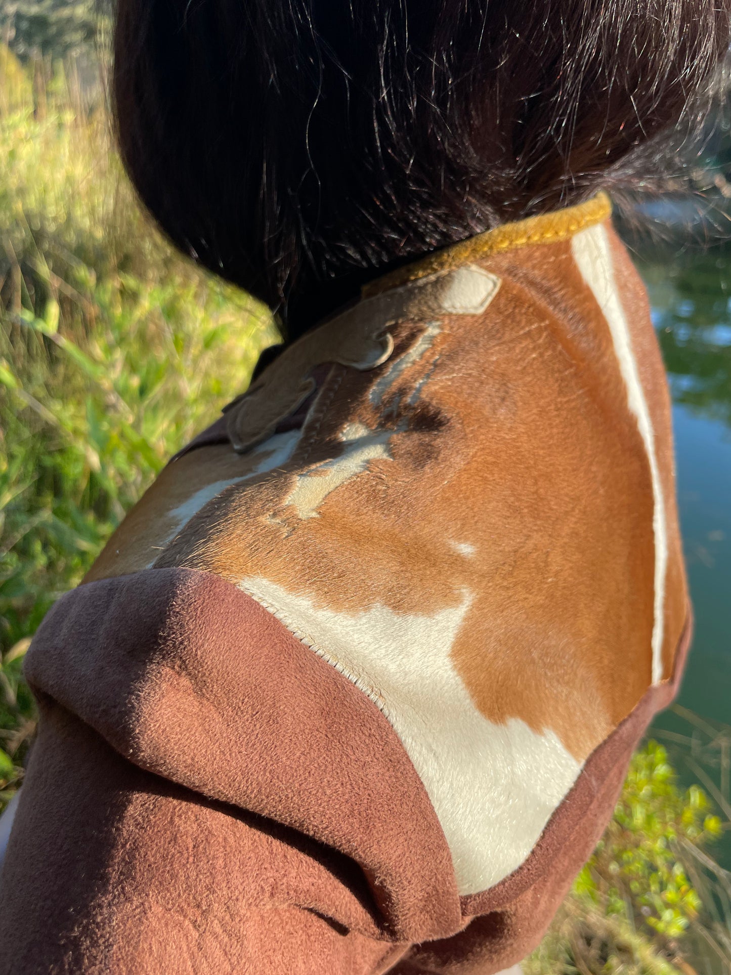 Rare Western Ladies Copped Hair On Hide Leather Jacket
