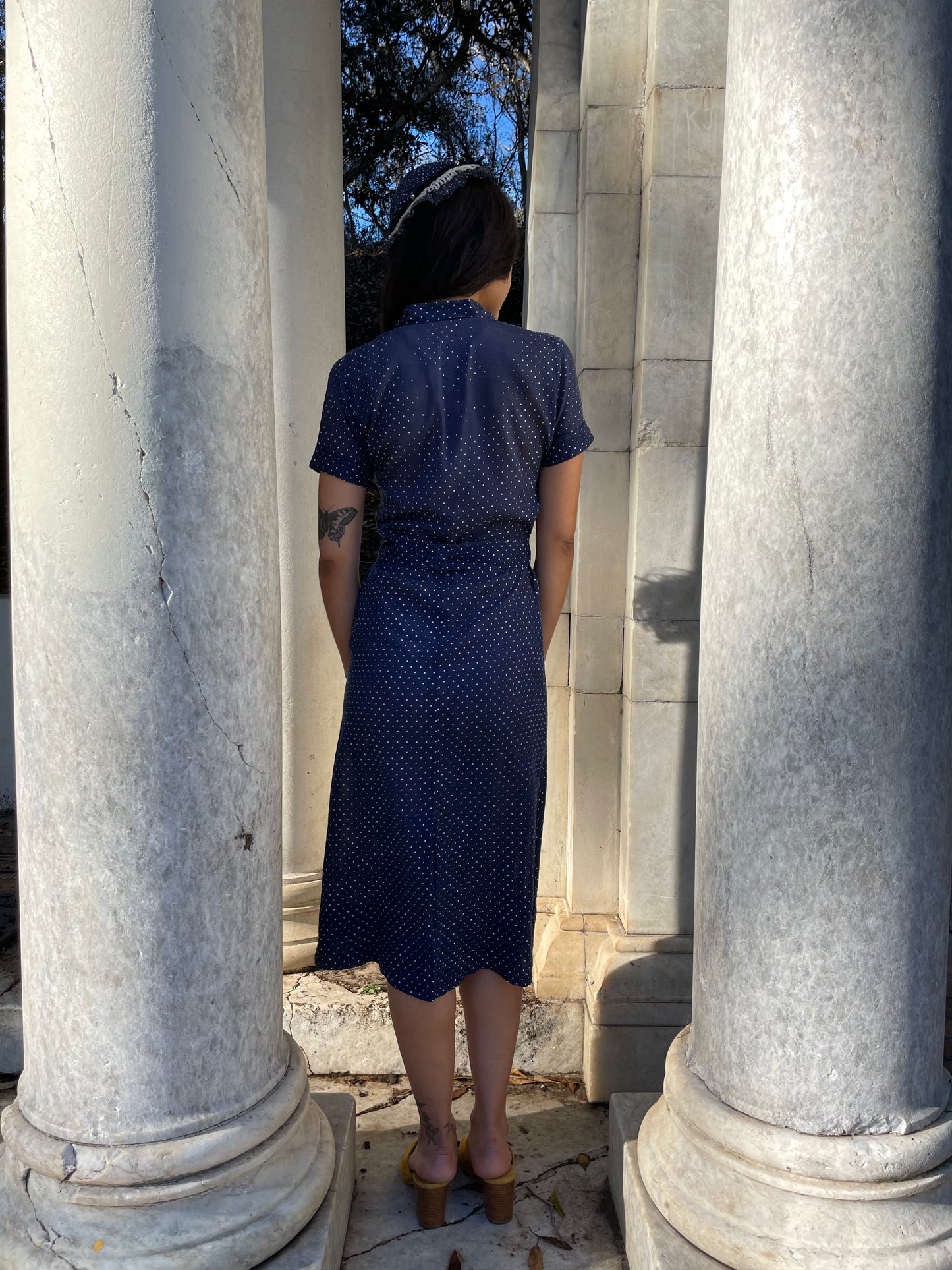 1930s Navy Swiss Dot 3 Piece Dress Set