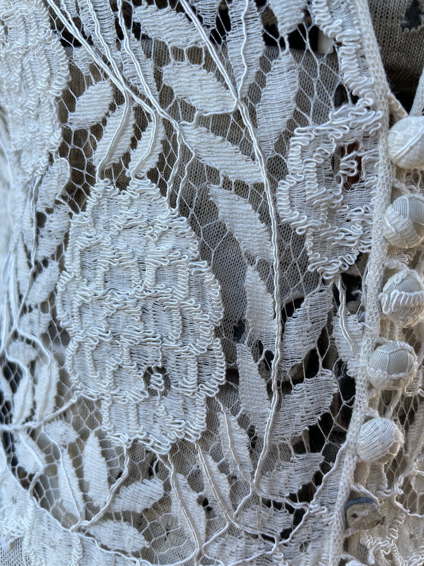 1930s Floral Mesh & Floral Lace Wedding Peignoir