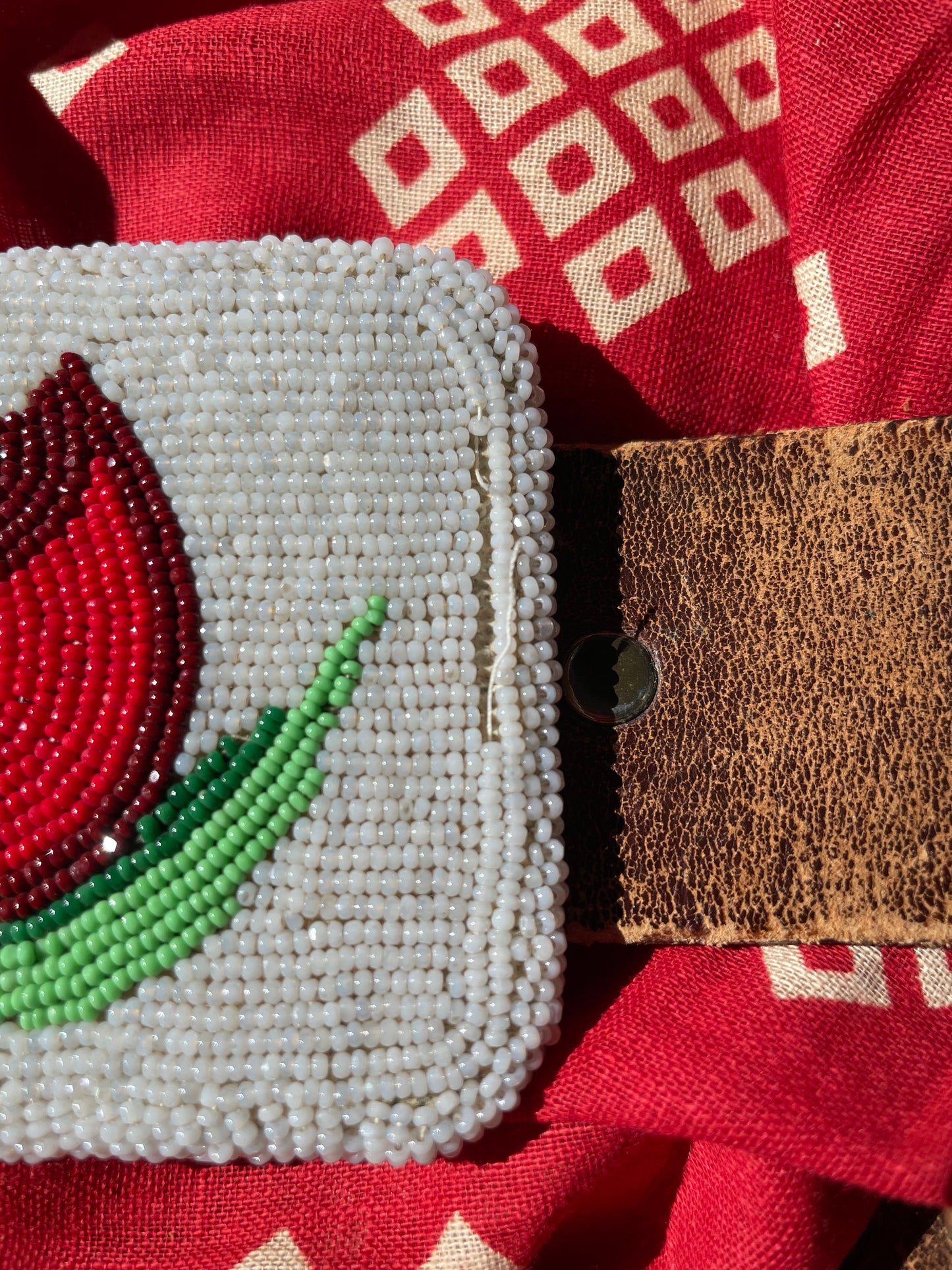 1930s Shoshone Hand Beaded Deerskin Belt Buckle