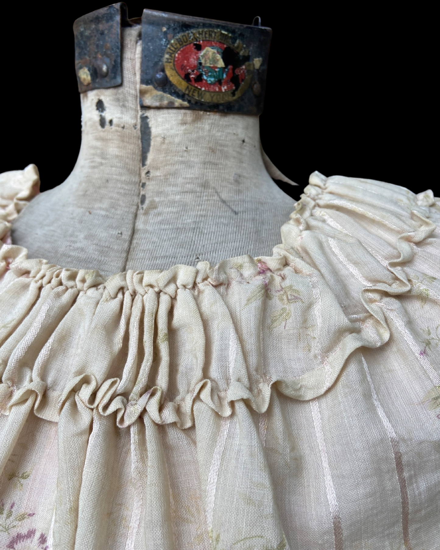 Edwardian Fine Printed Cotton Muslin Pouf Sleeve Dress