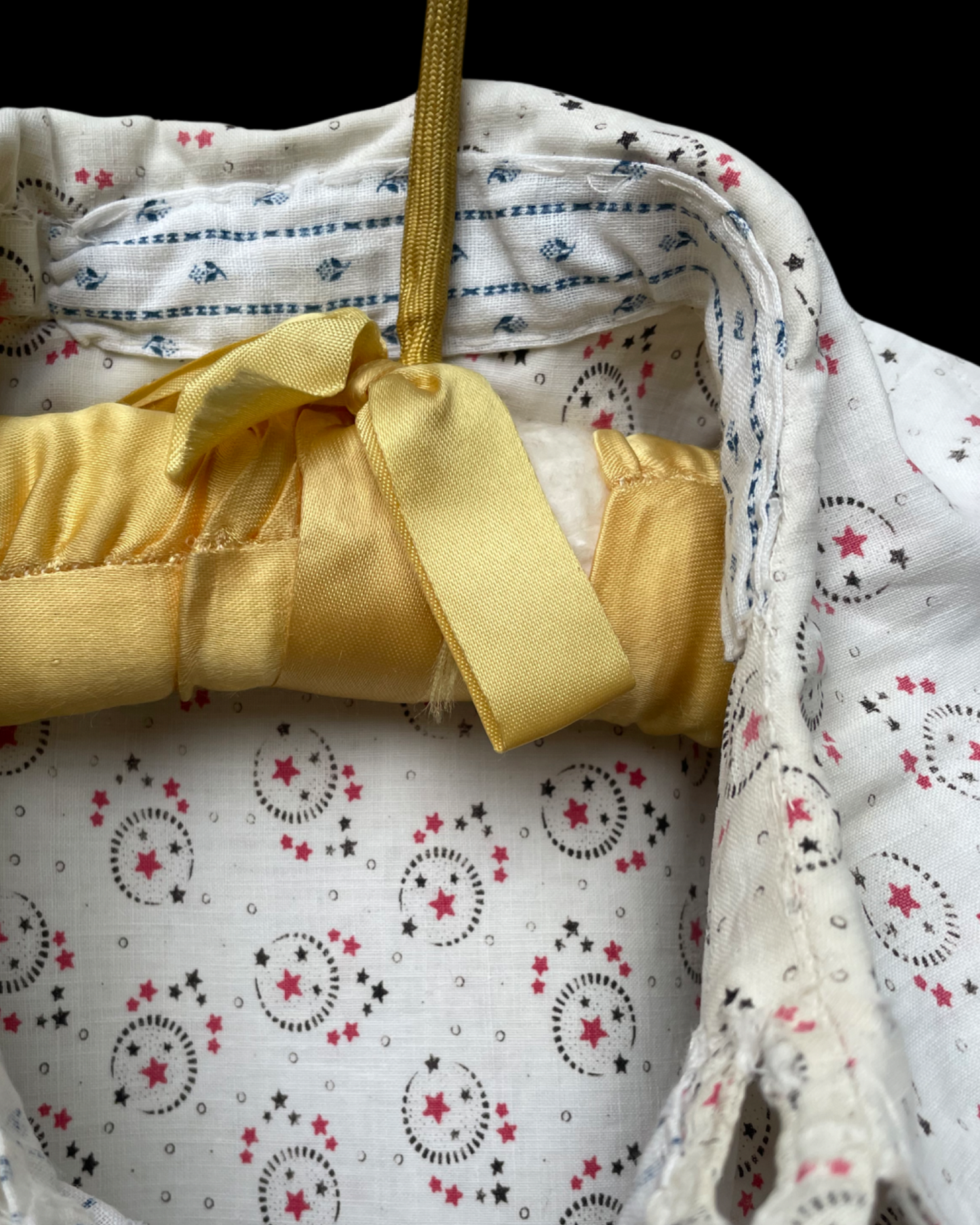 1890s Celestial Printed Calico Mutton Sleeve Wrapper Dress