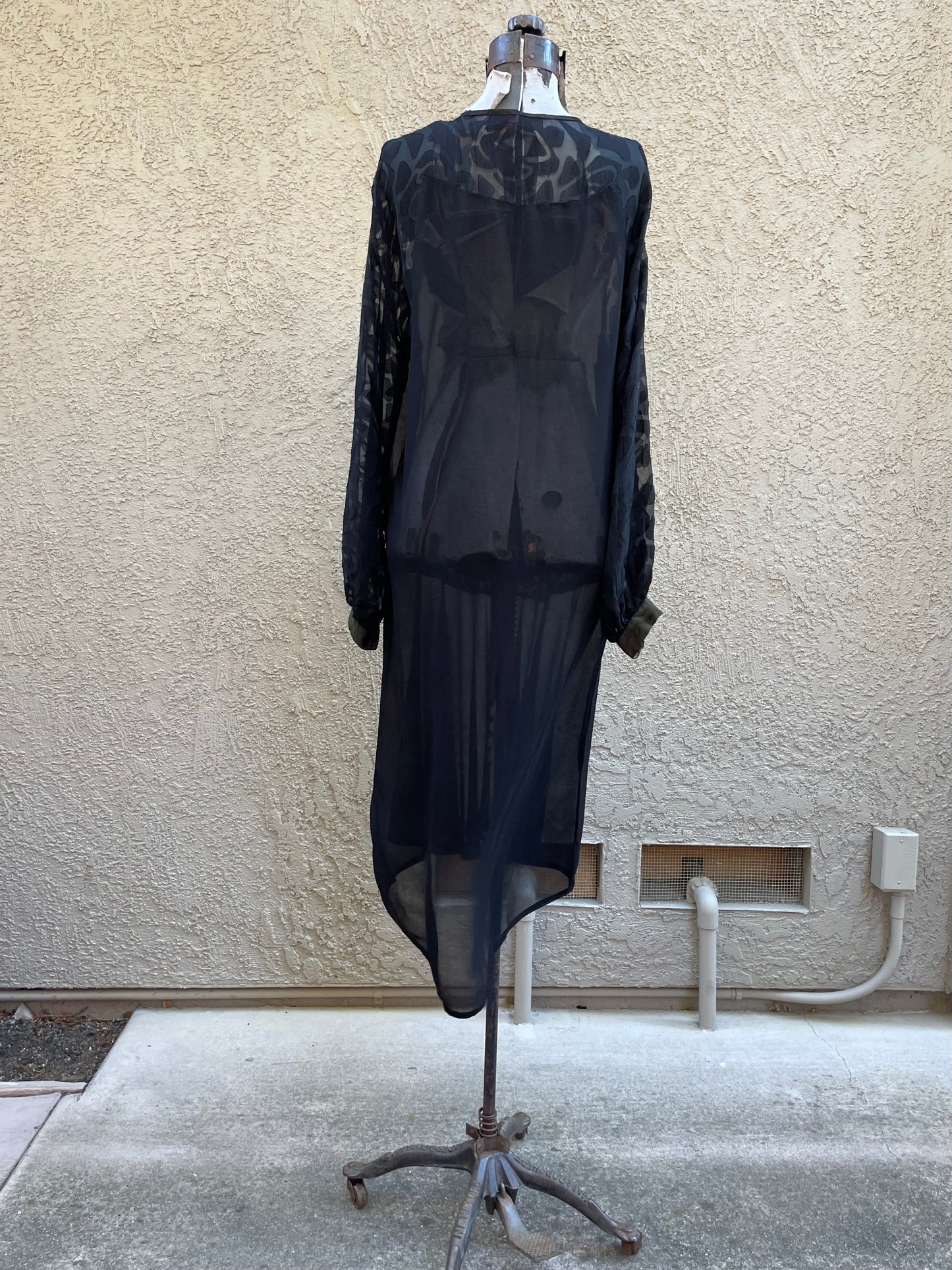 1920s Drop Waist Chiffon Ballon Sleeve Dress