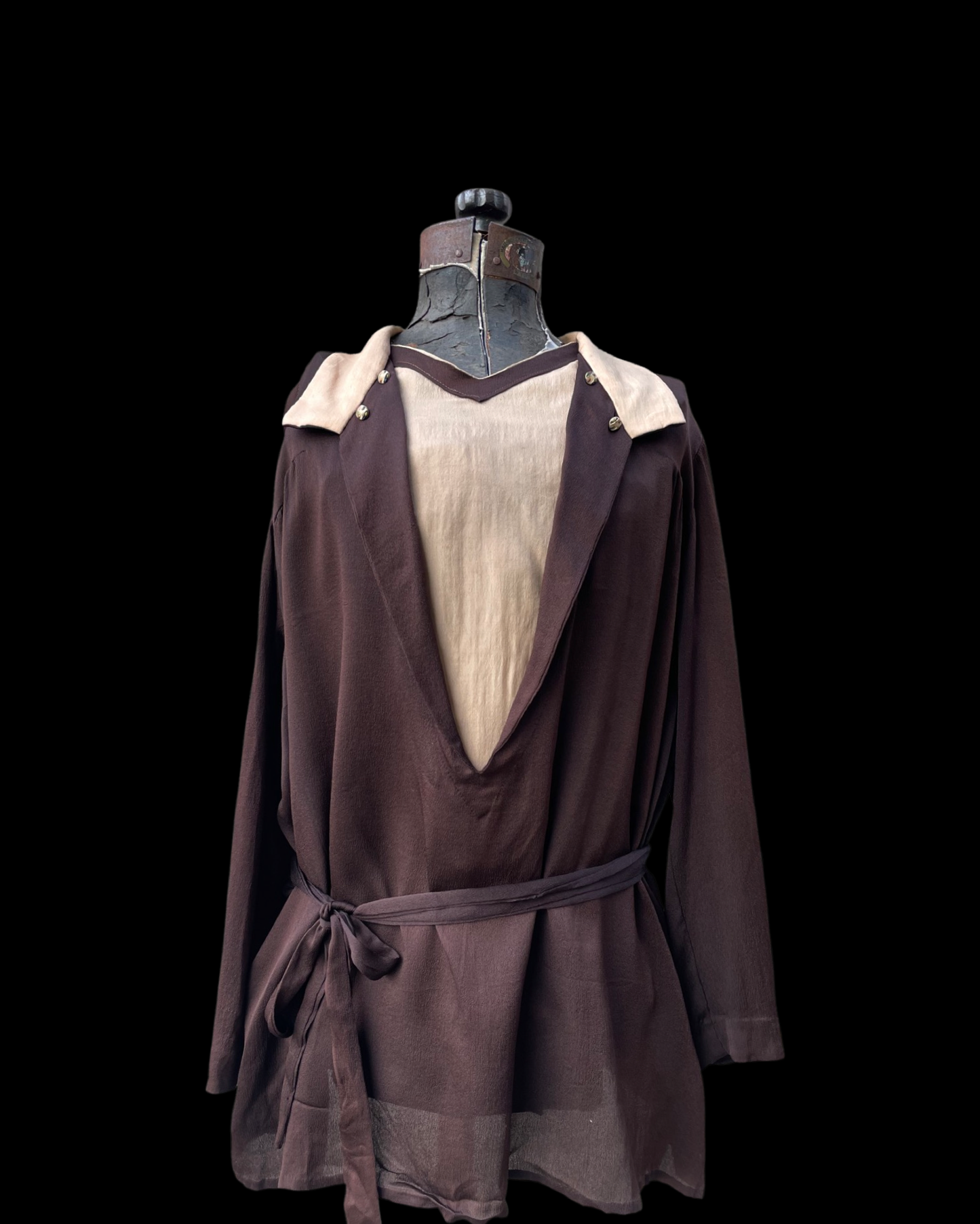 1920s Two Tone Silk Crepe Deco Blouse
