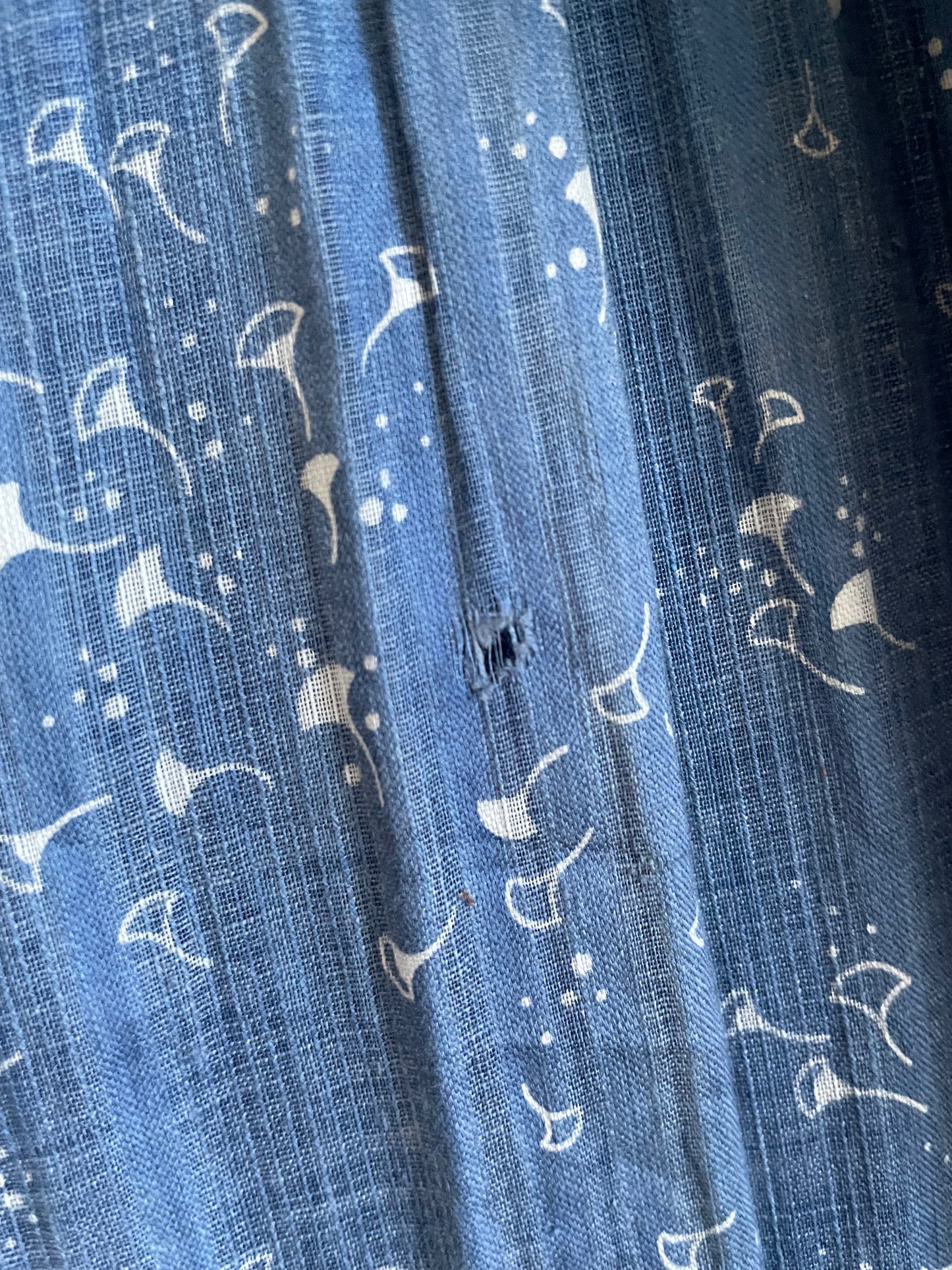 Antique Victorian Indigo Calico Flounce Wrapper Dress
