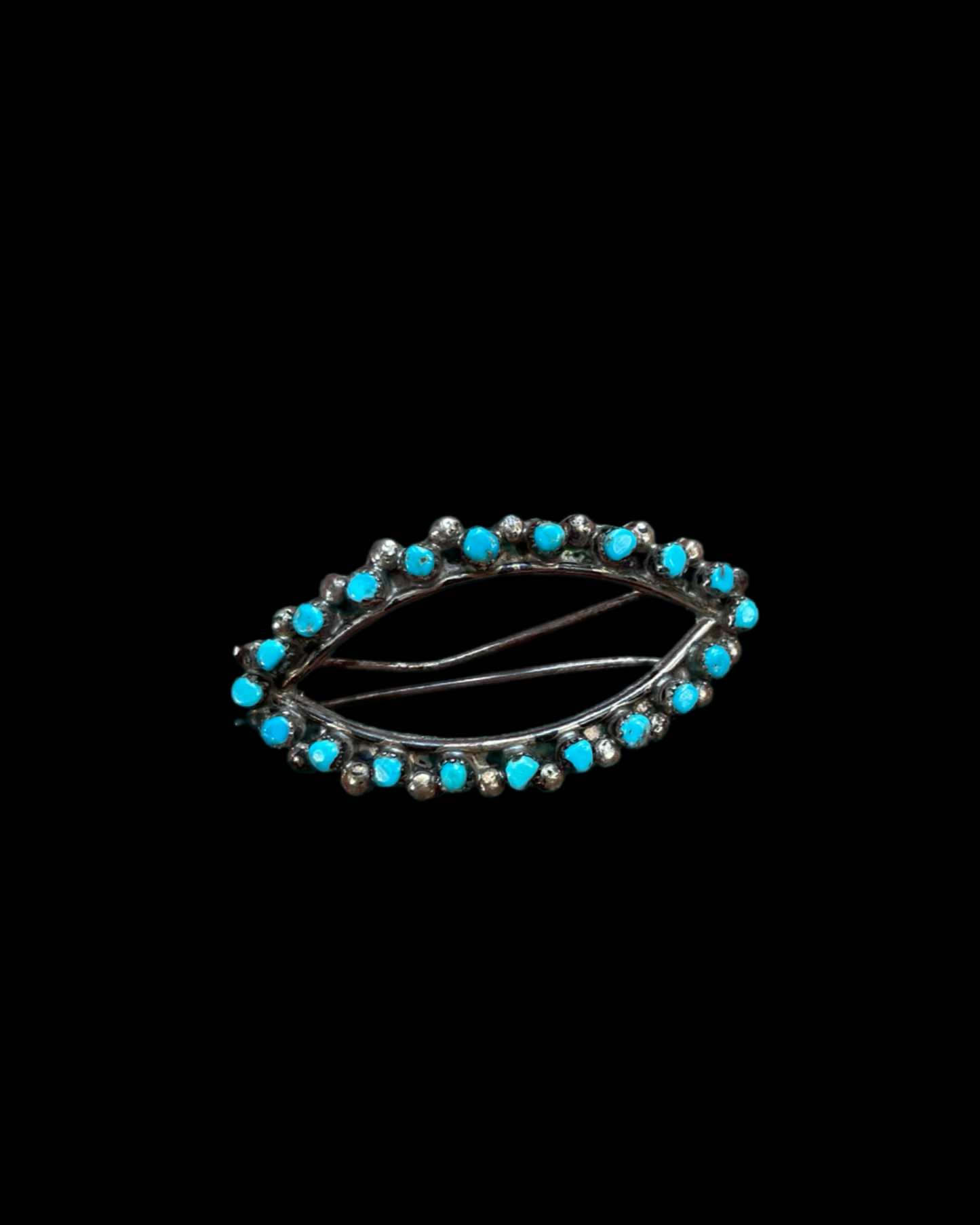 1940s-50s Zuni Petit Point Turquoise & Sterling Hair Barrette