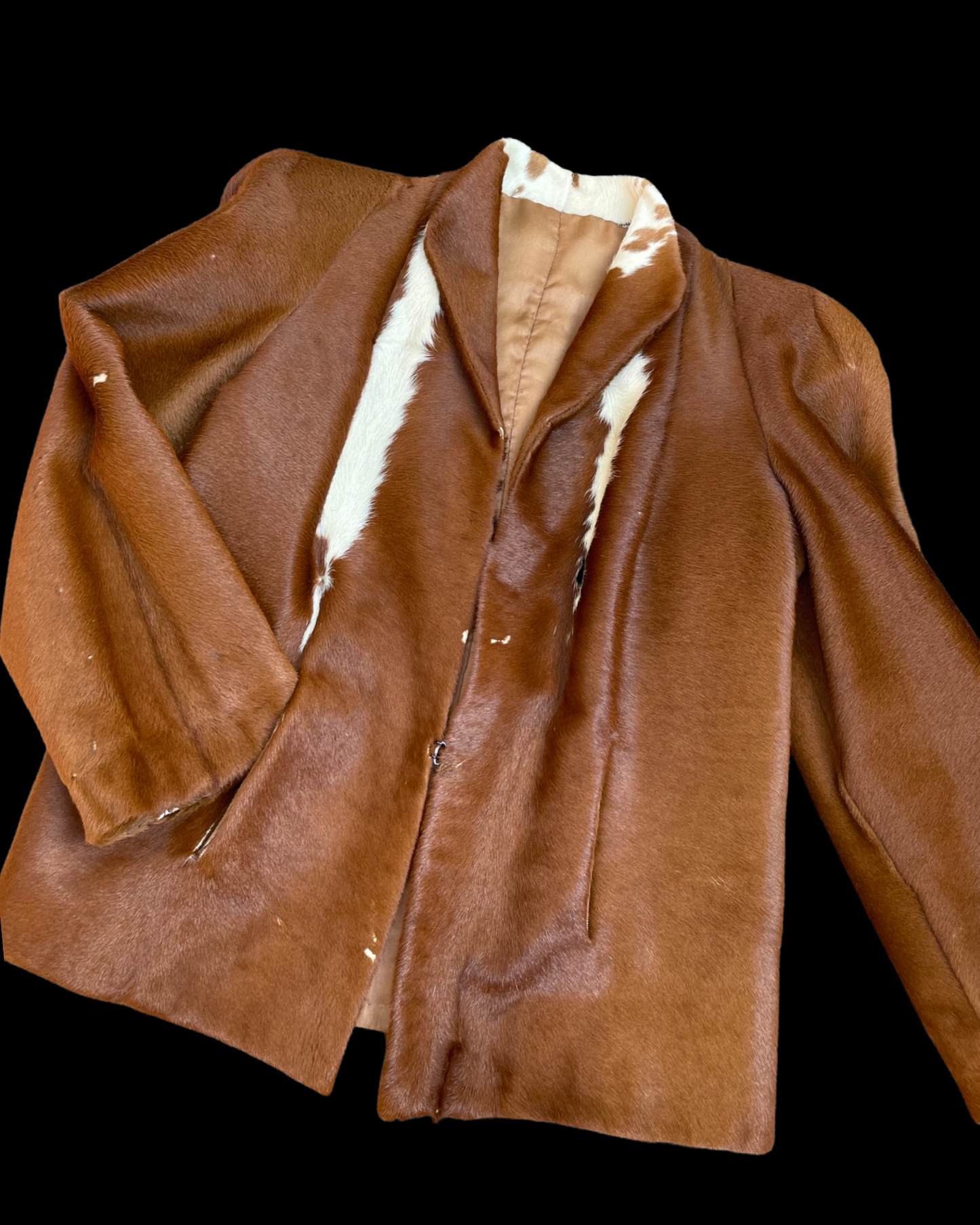 1940s Pagoda Shoulder Cowhide Hair On Hide Jacket