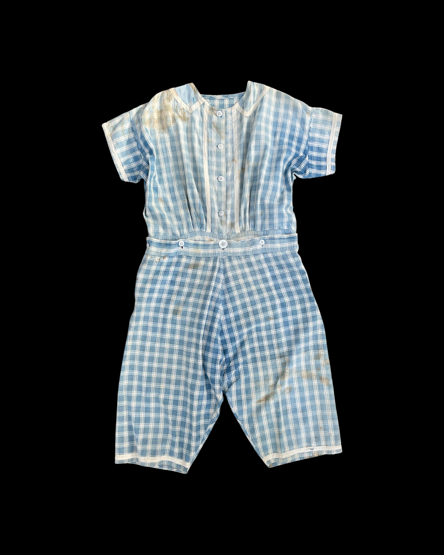RESERVED RARE 1910s Homespun Gingham Workwear Jumpsuit