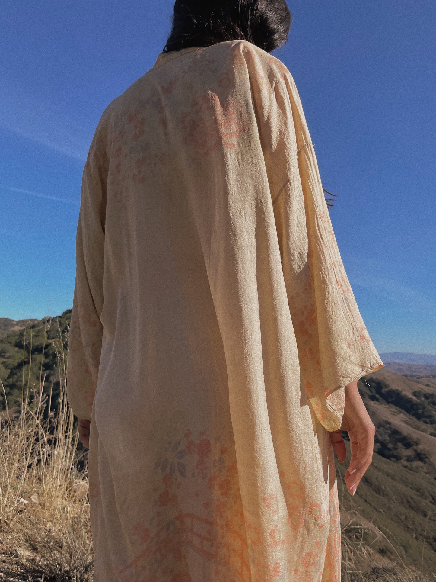 1920s Pastel Pongee Silk Dressing Gown Robe