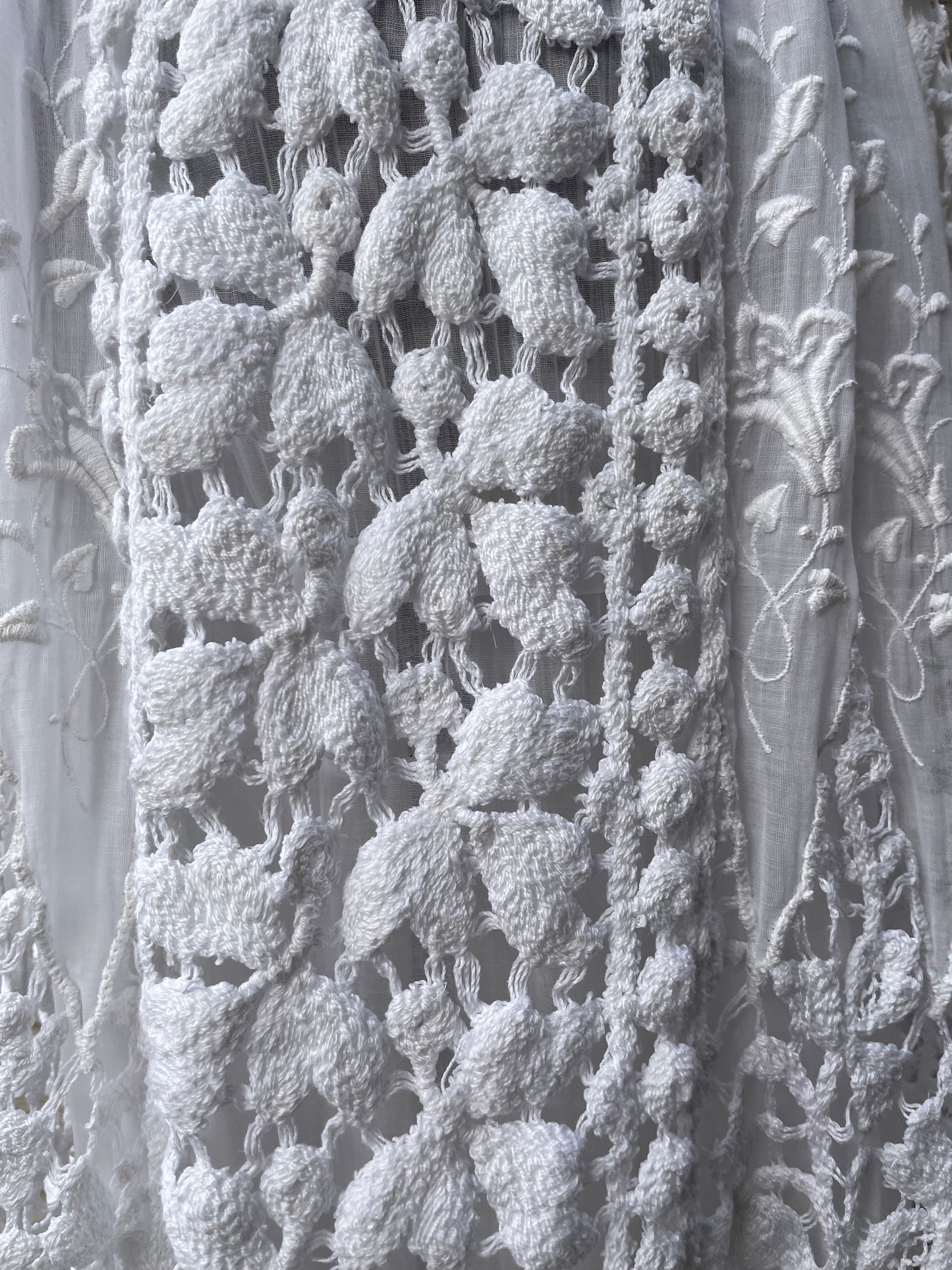 1910s Embroidered Crochet Lace Sailor Collar Cotton Lawn Dress