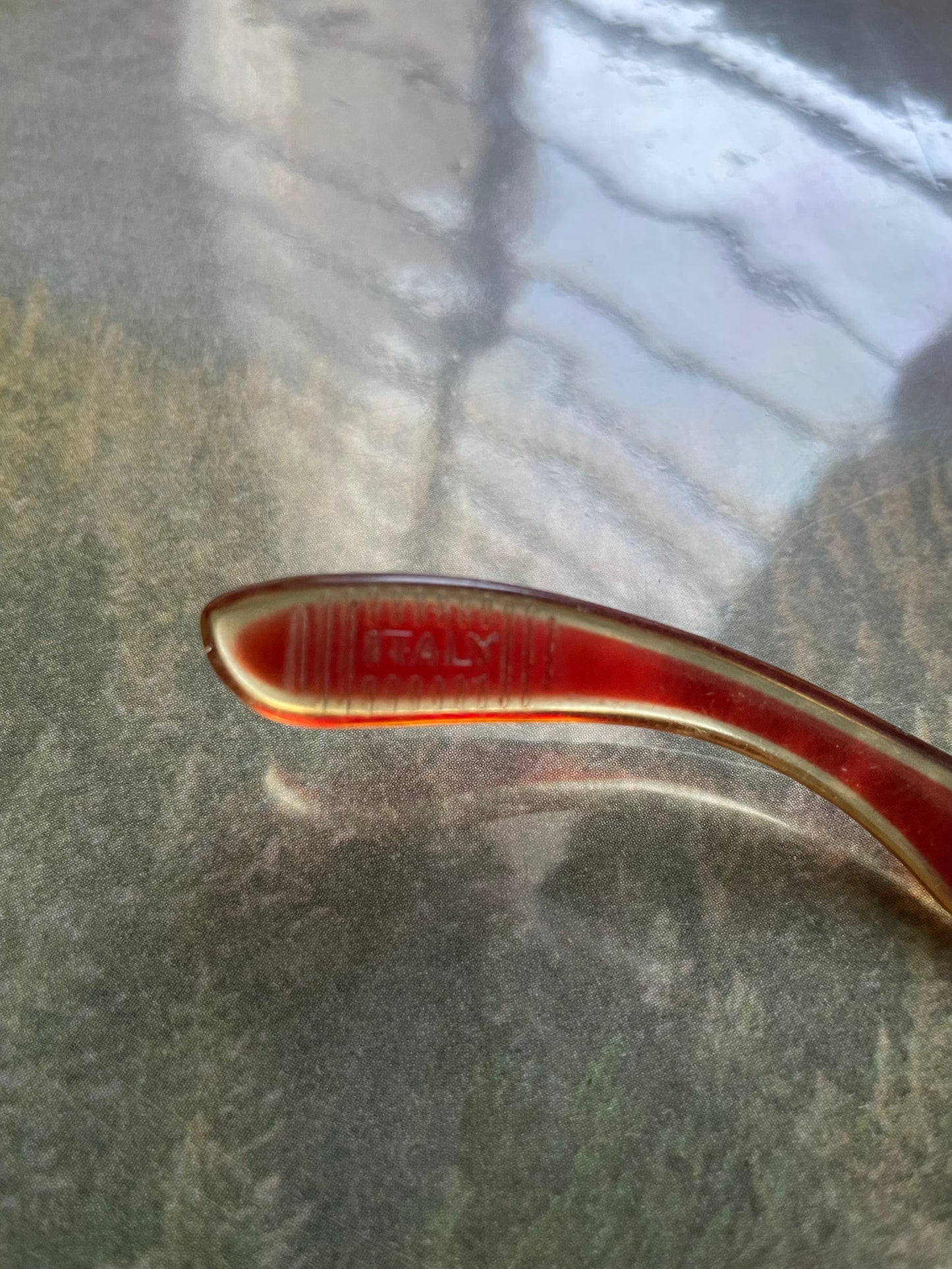 Italian Mid Century Cherry Red Plastic Cat Eye Sunglasses