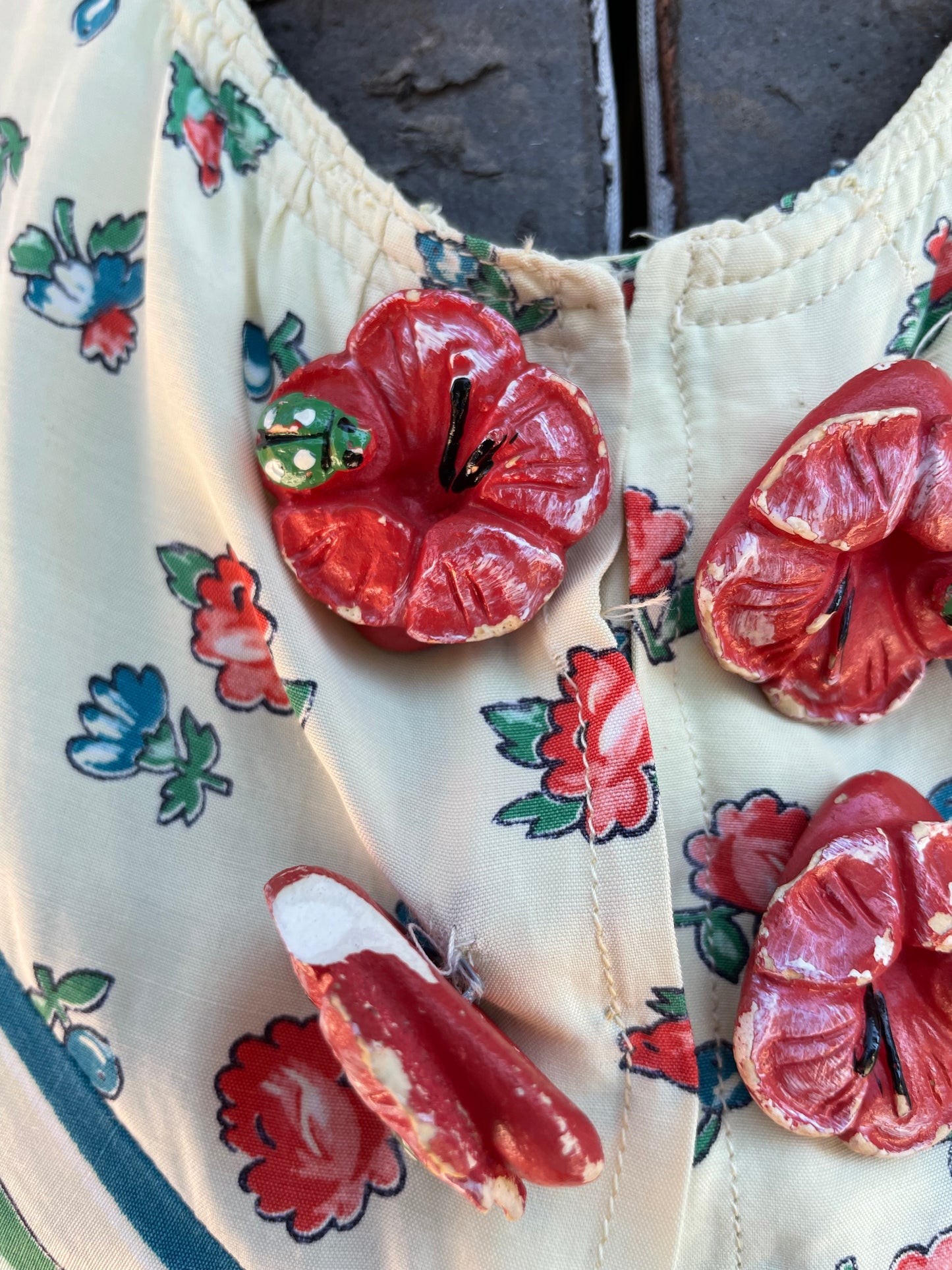 RARE 1940s 'Gay Gibson' Chevron Striped Flora Coldl Rayon Dress