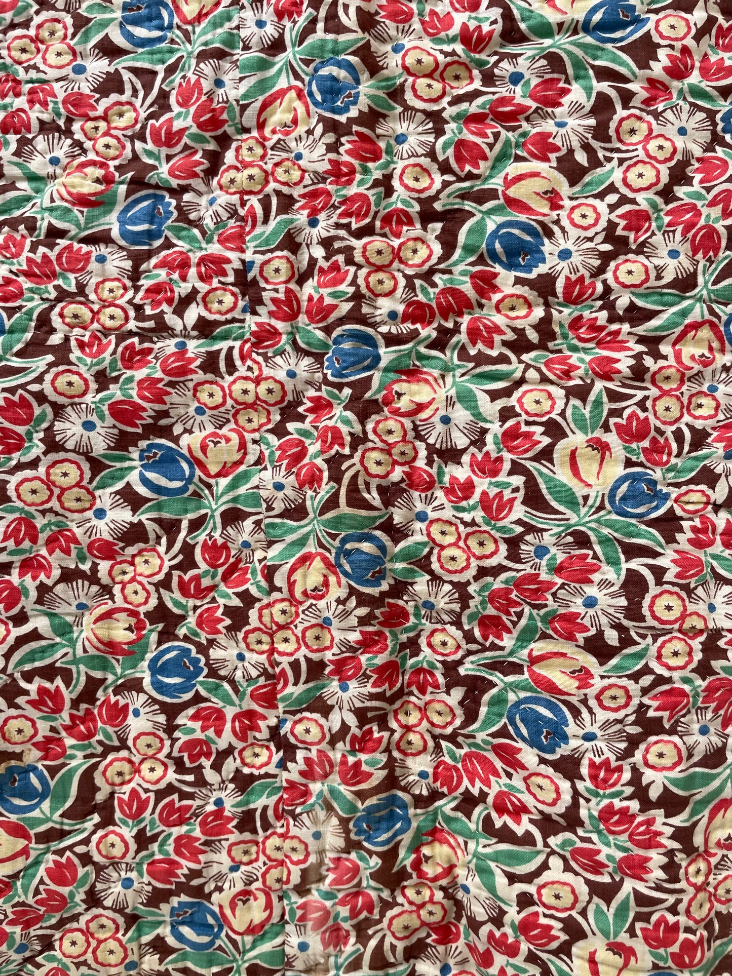 Early 1900s Calico Patchwork Hand Stitched Quilt