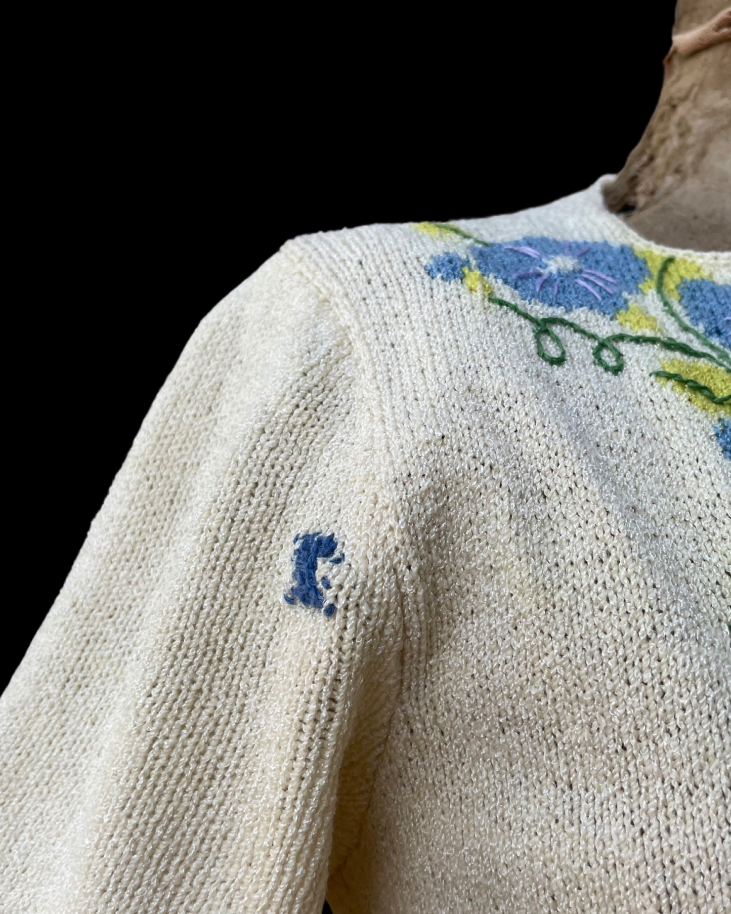 1940 Embroidered Rayon Knit Button Front
