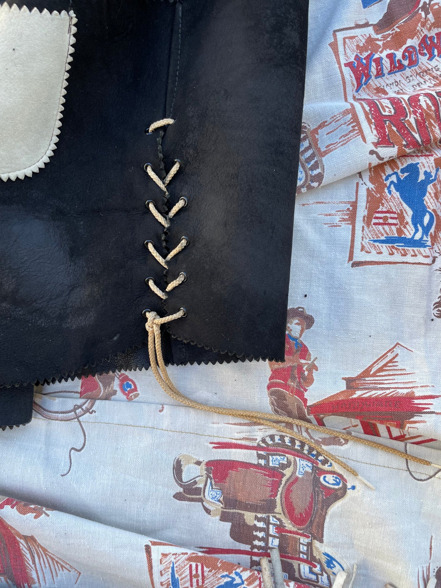 1940s Suede Lace Up Cowgirl Split Skirt Ensemble