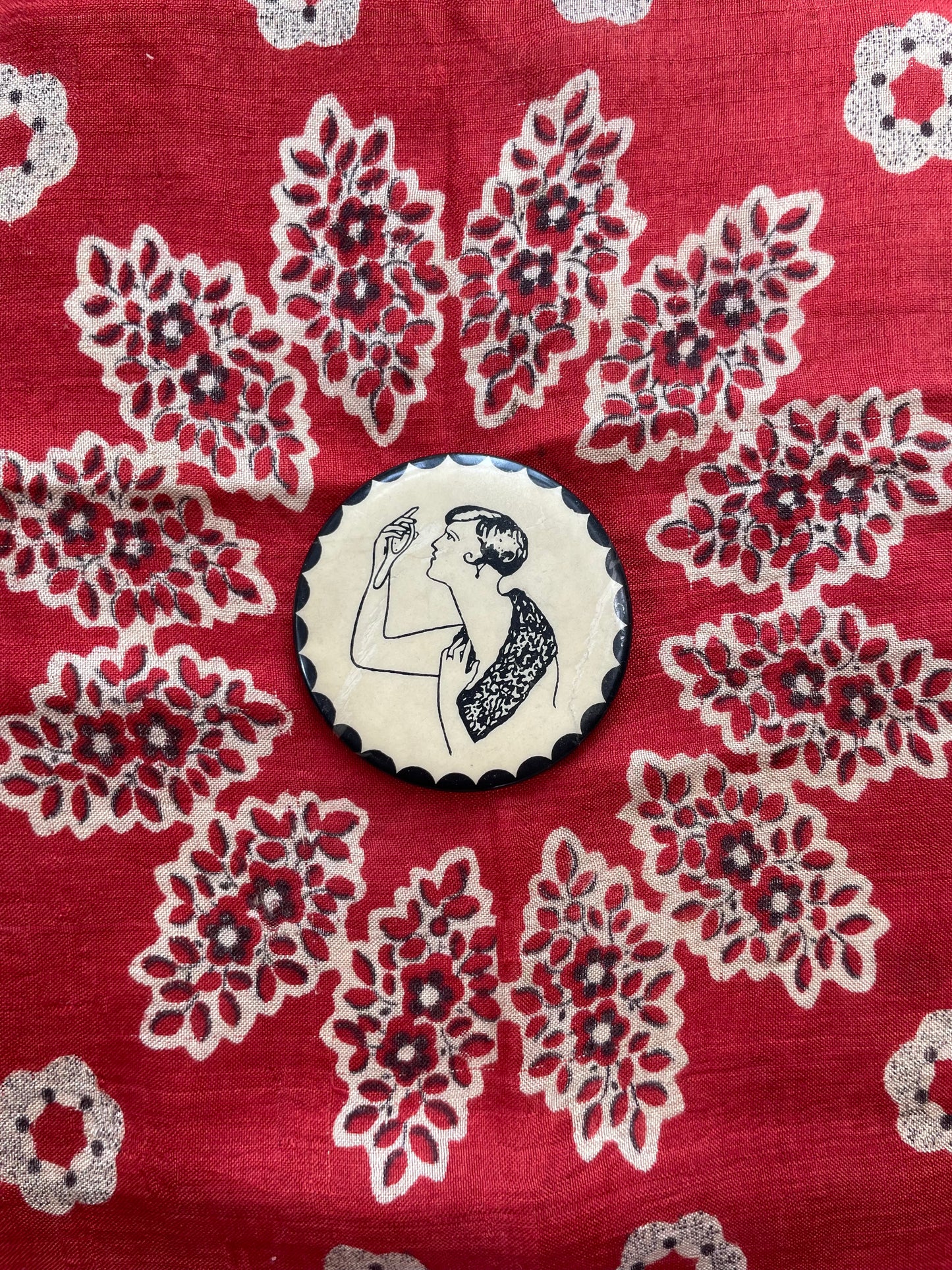 1920s Art Deco Flapper Risqué Celluloid Mirror