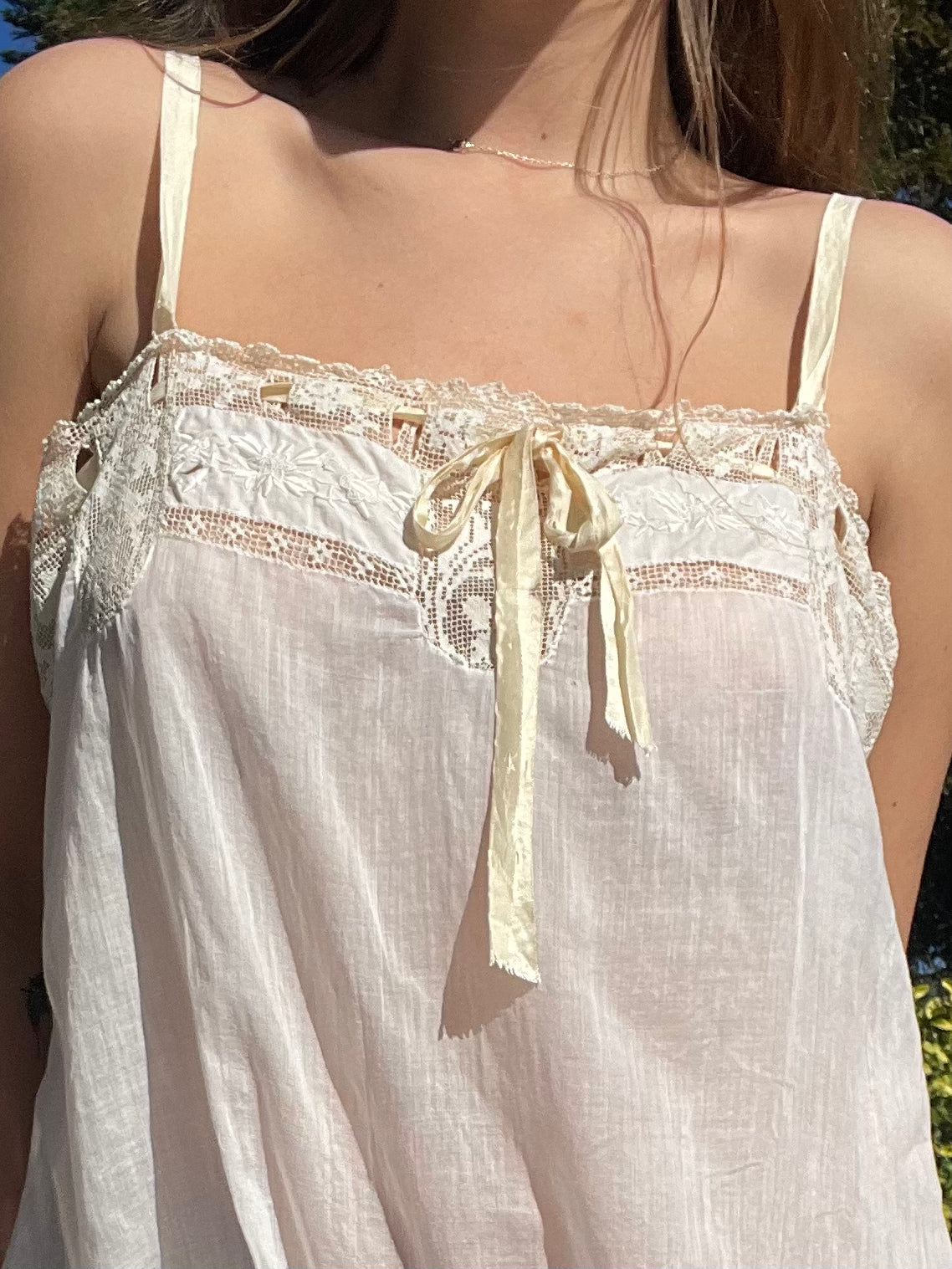 Antique Batiste Cotton Lace Step In Romper