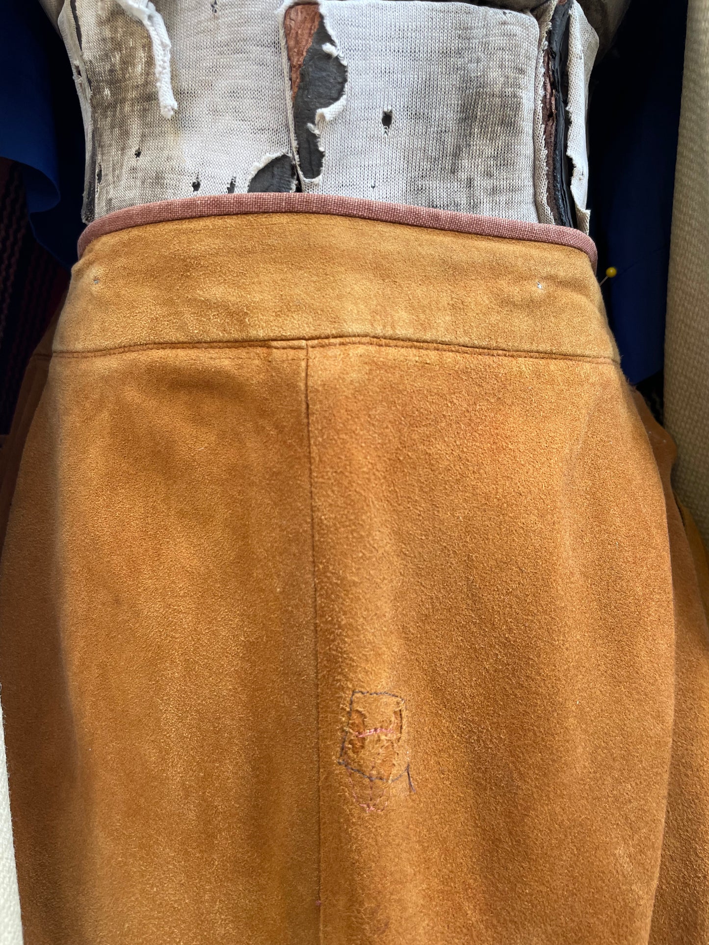 1940s Leather Fringe Western Side Zip Pants