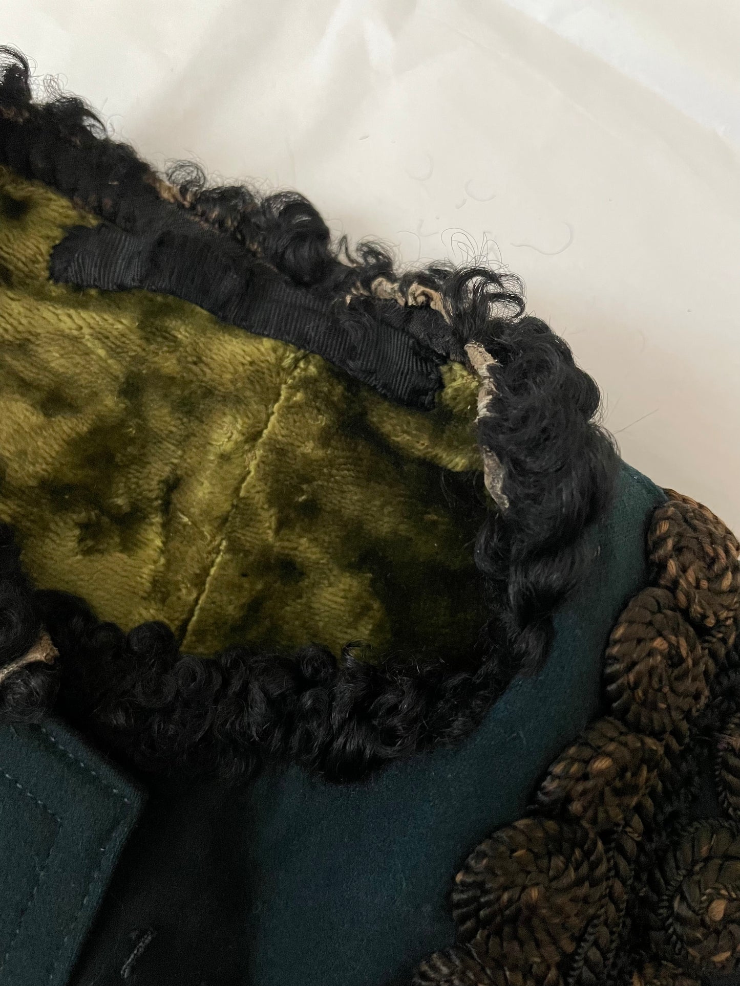 Victorian Wool & Curly Lamb Hair Waistcoat With Cording