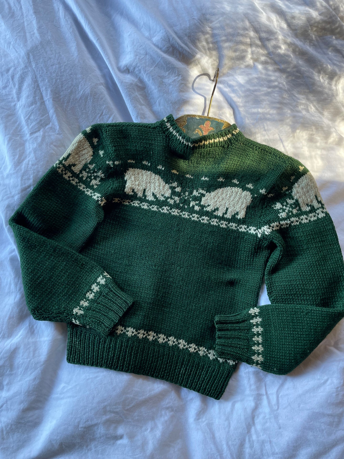 1940s Novelty Wool Cropped Knit Sweater