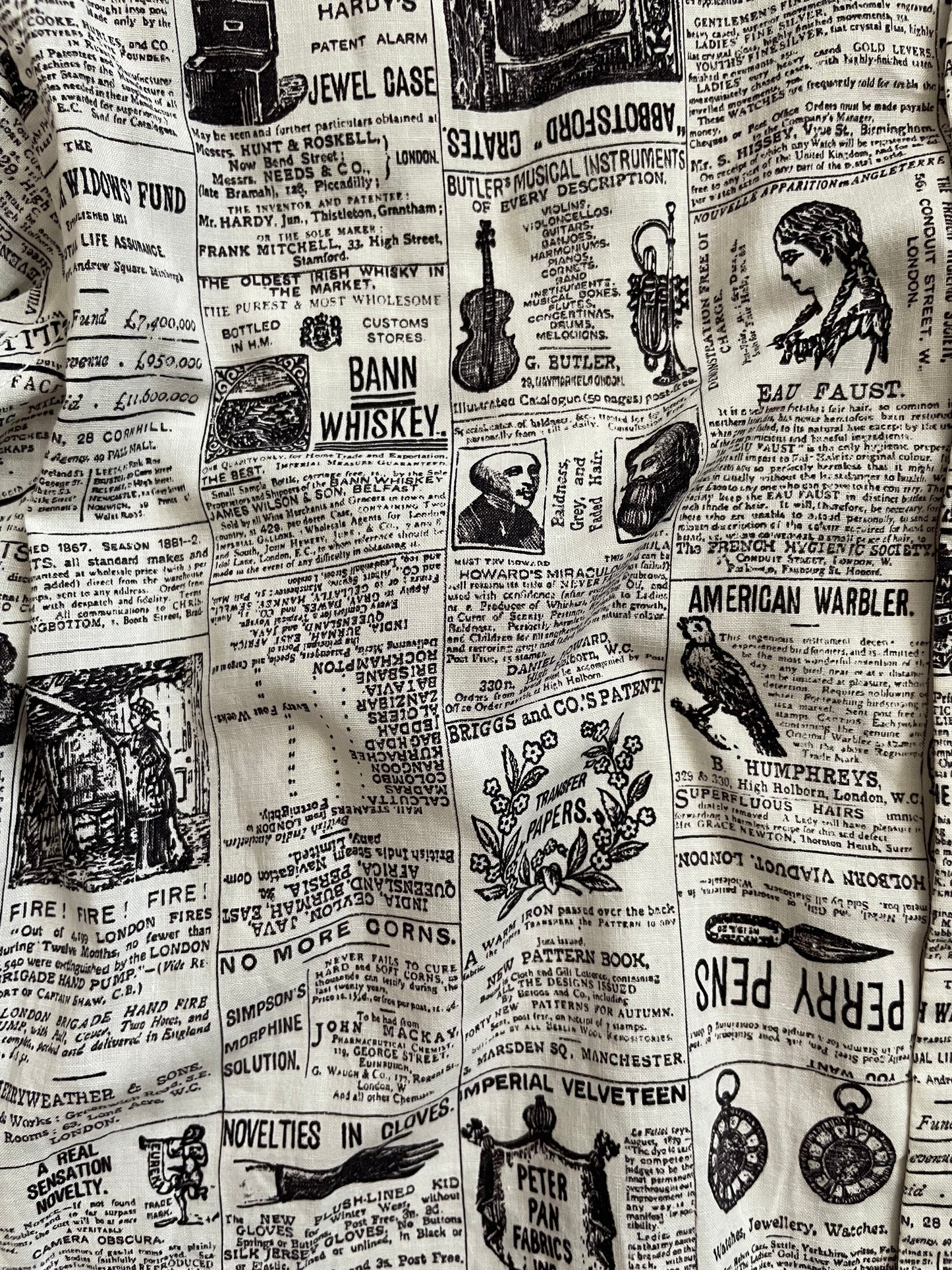 1950s Newspaper Print Button Down Blouse