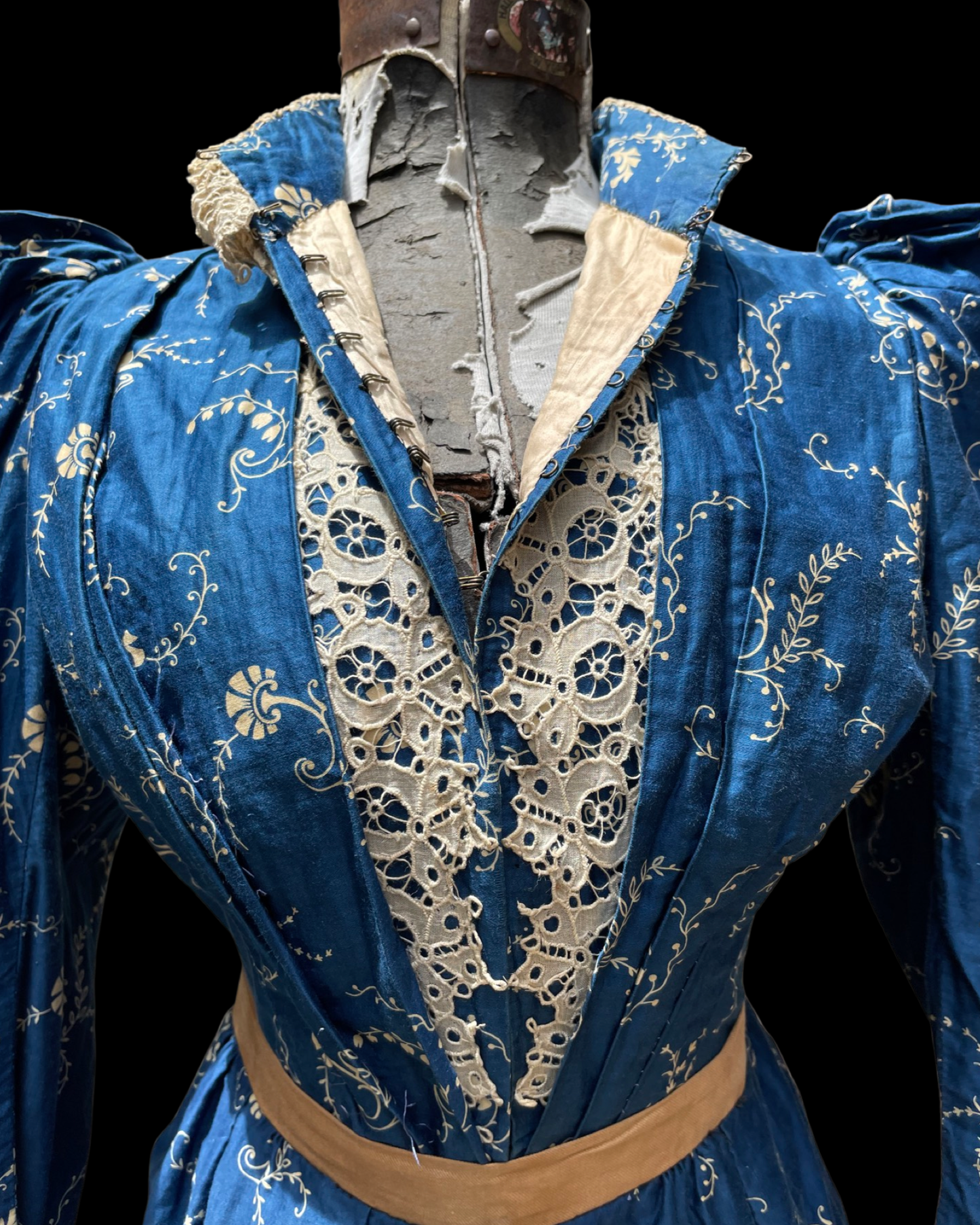 1890s Indigo Printed Cotton Dress