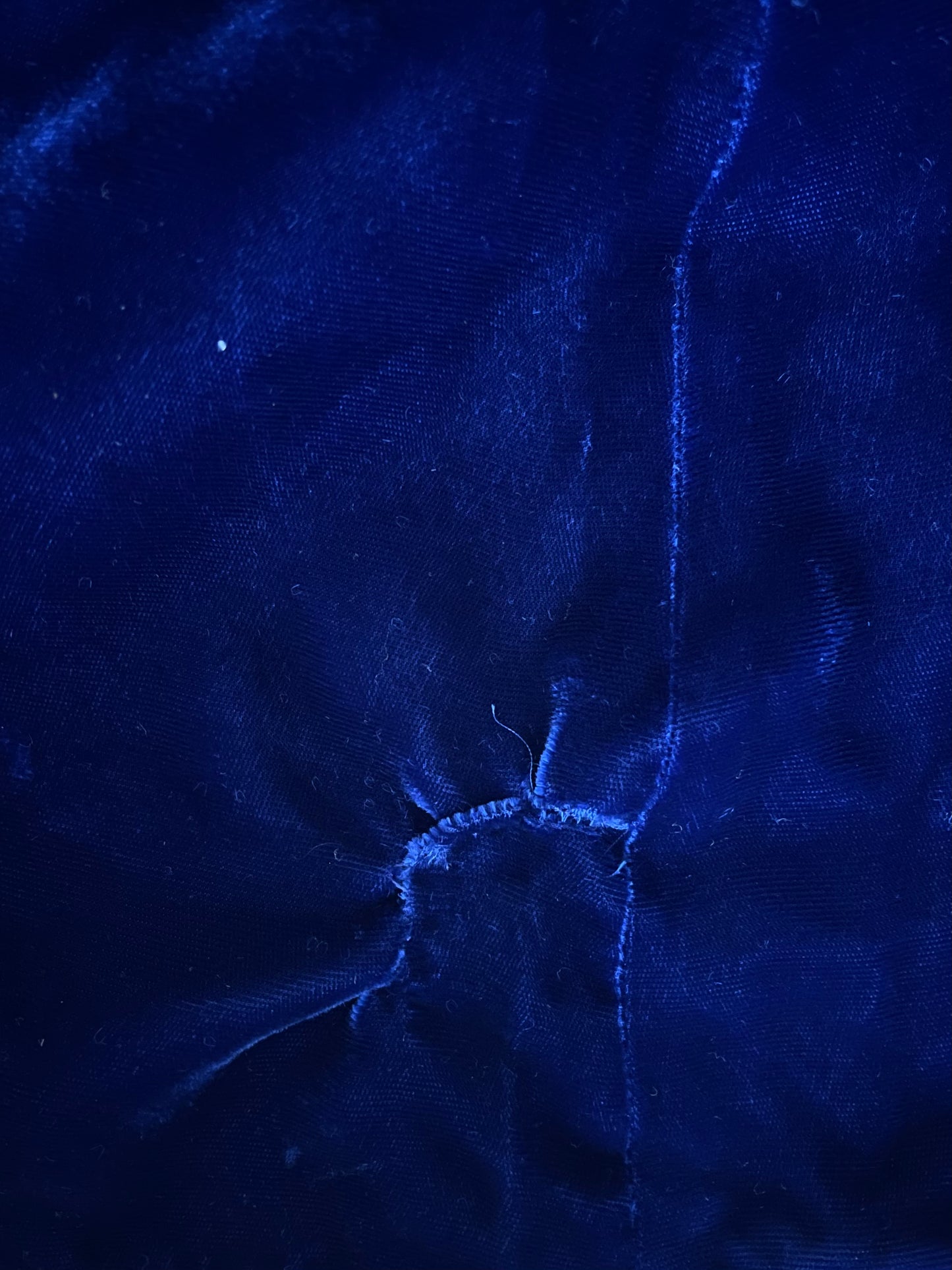1940s Royal Blue Crushed Velvet Hostess Gown