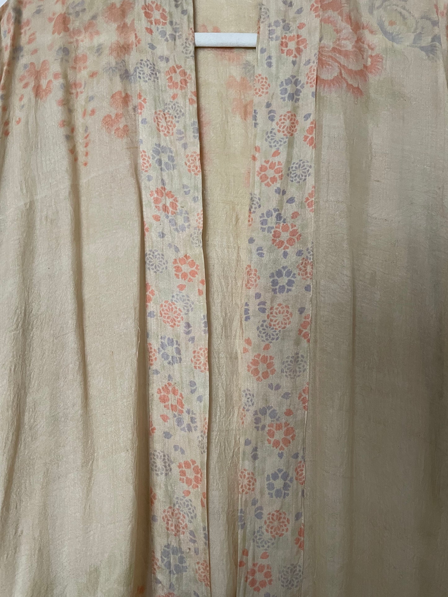 1920s Pastel Pongee Silk Dressing Gown Robe