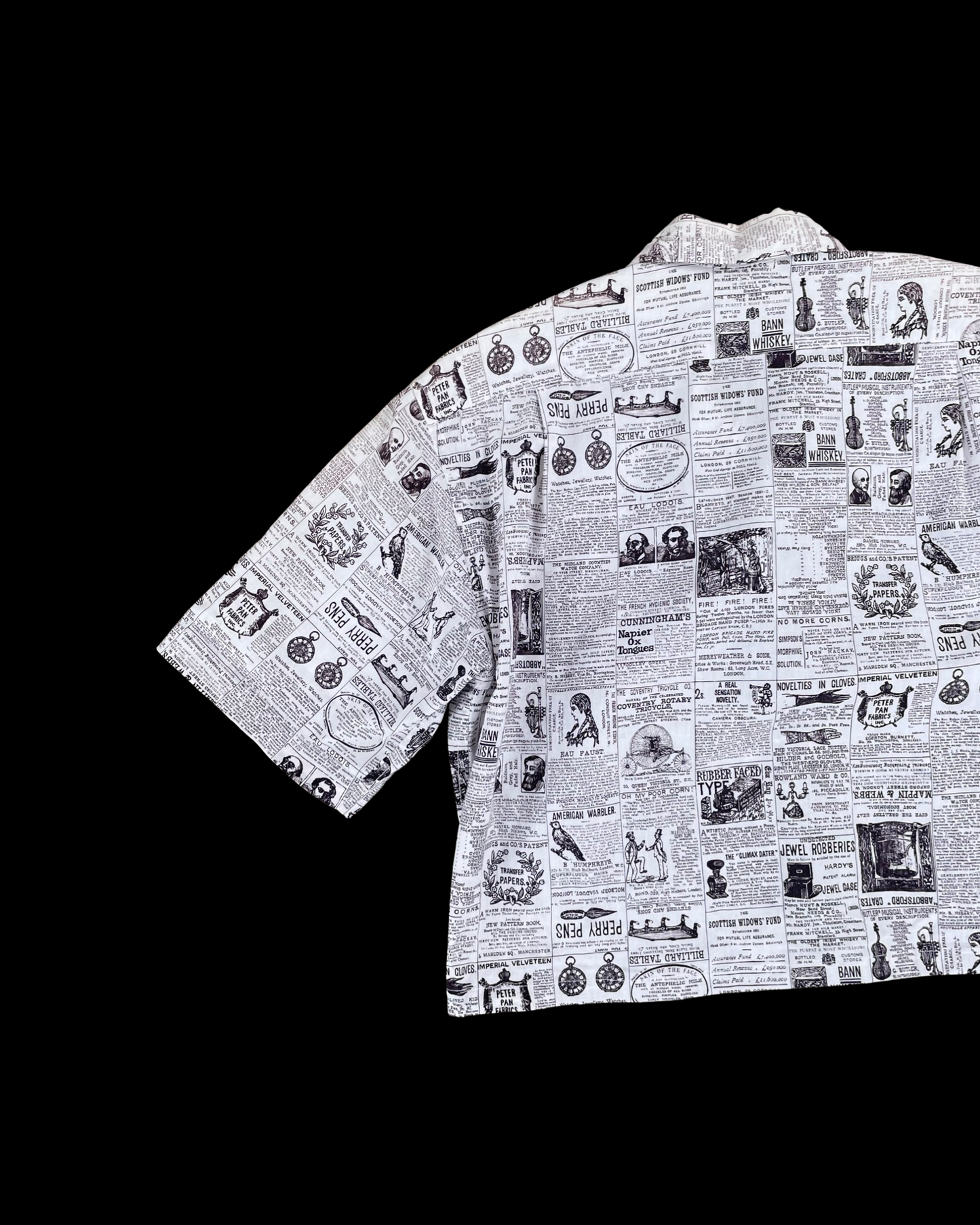 1950s Newspaper Print Button Down Blouse