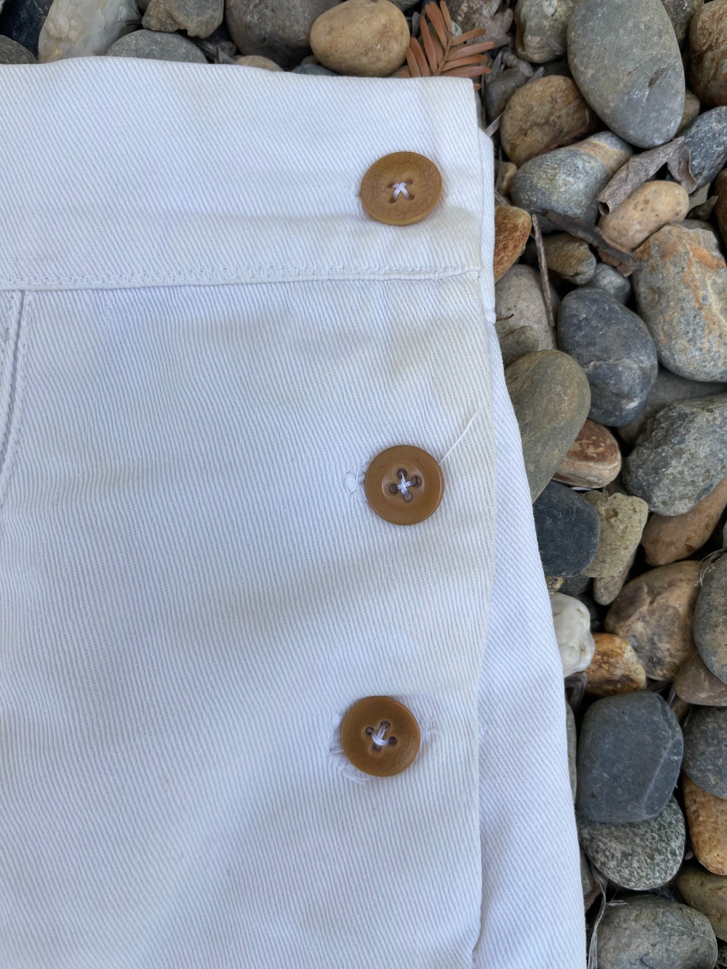 1940s Side Button Cotton Twill Shorts