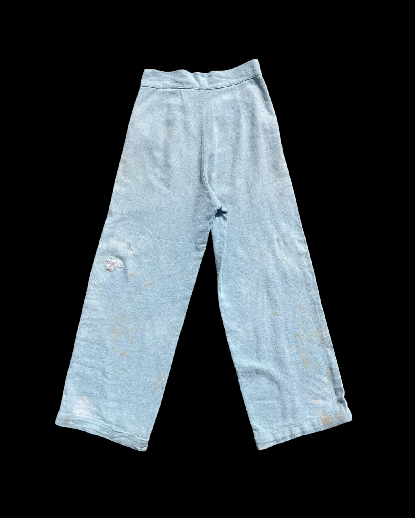 Rare 1930s Cornflower Blue Fall Front Linen Pants