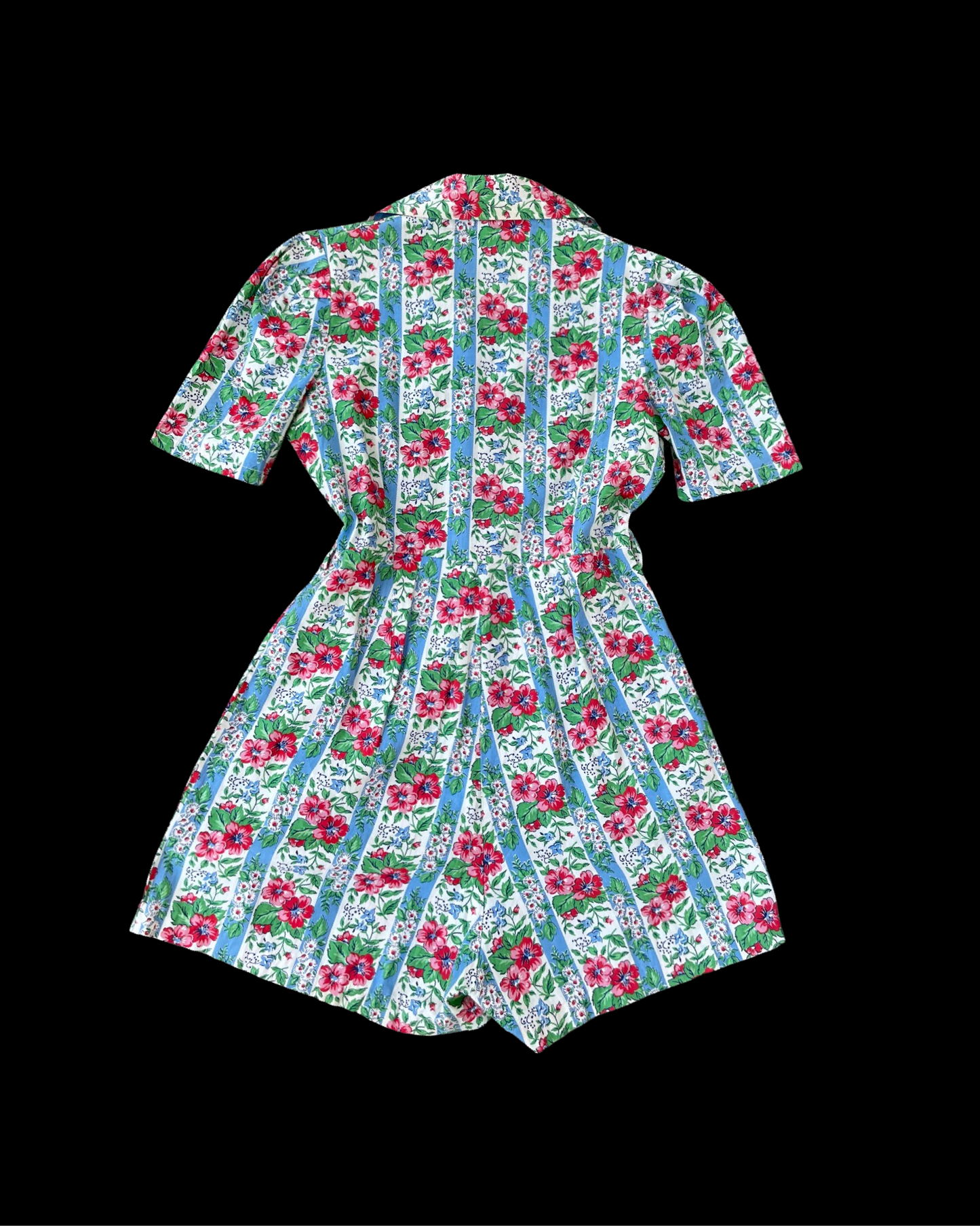1940s Floral Cotton Button Front Playsuit