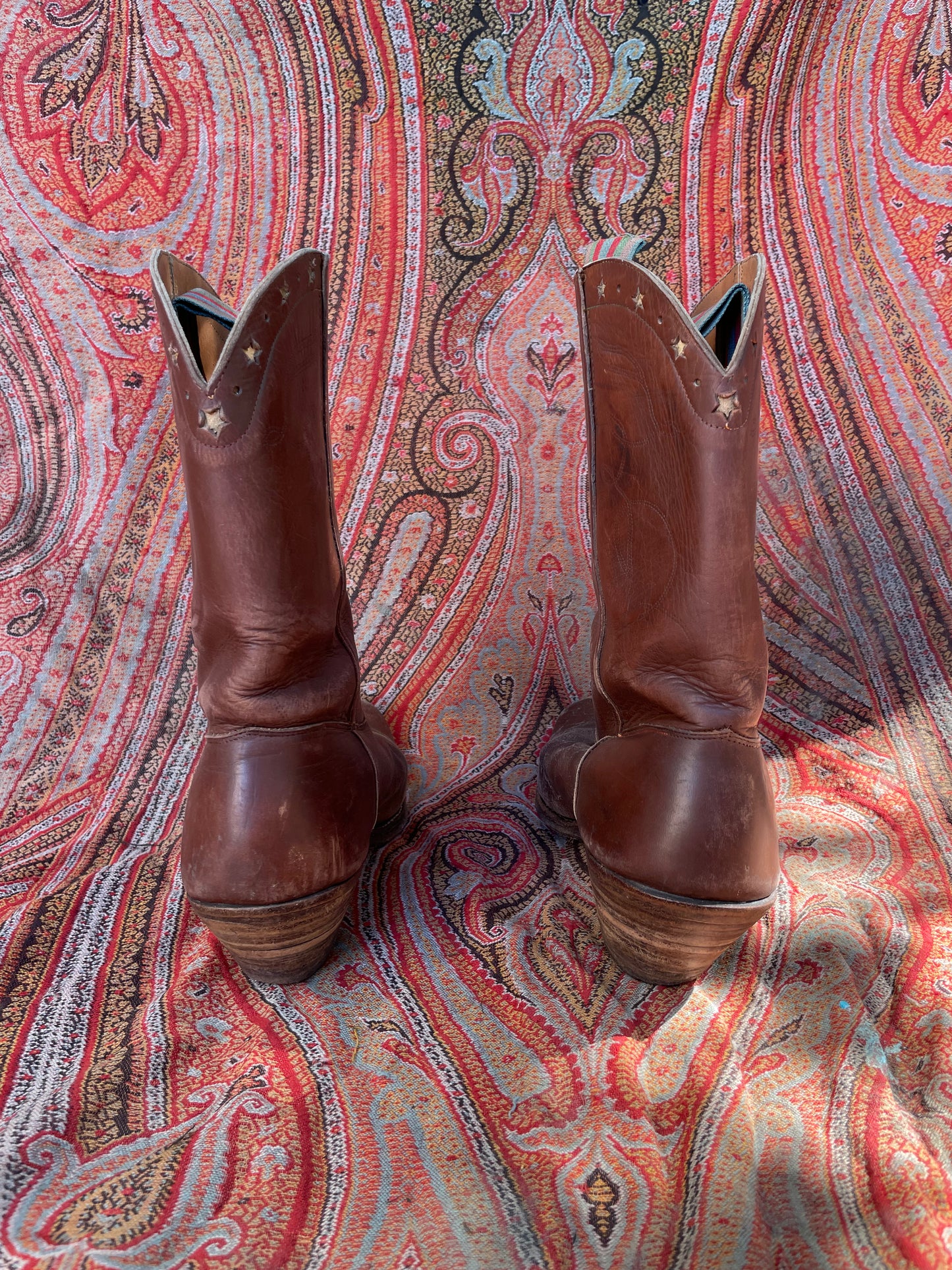 1940s-50s Leather Steer Head Inlay Shorty Boots