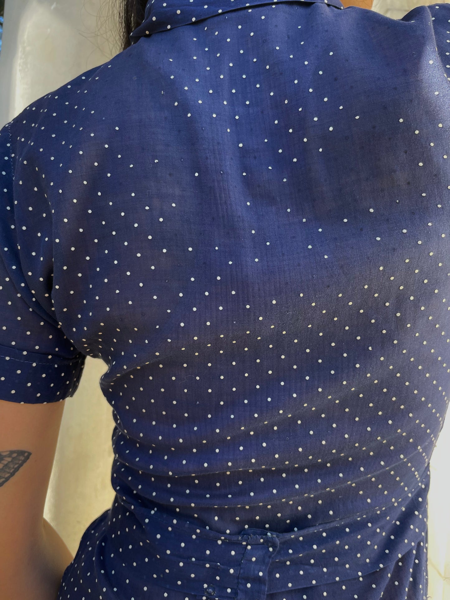 1930s Navy Swiss Dot 3 Piece Dress Set