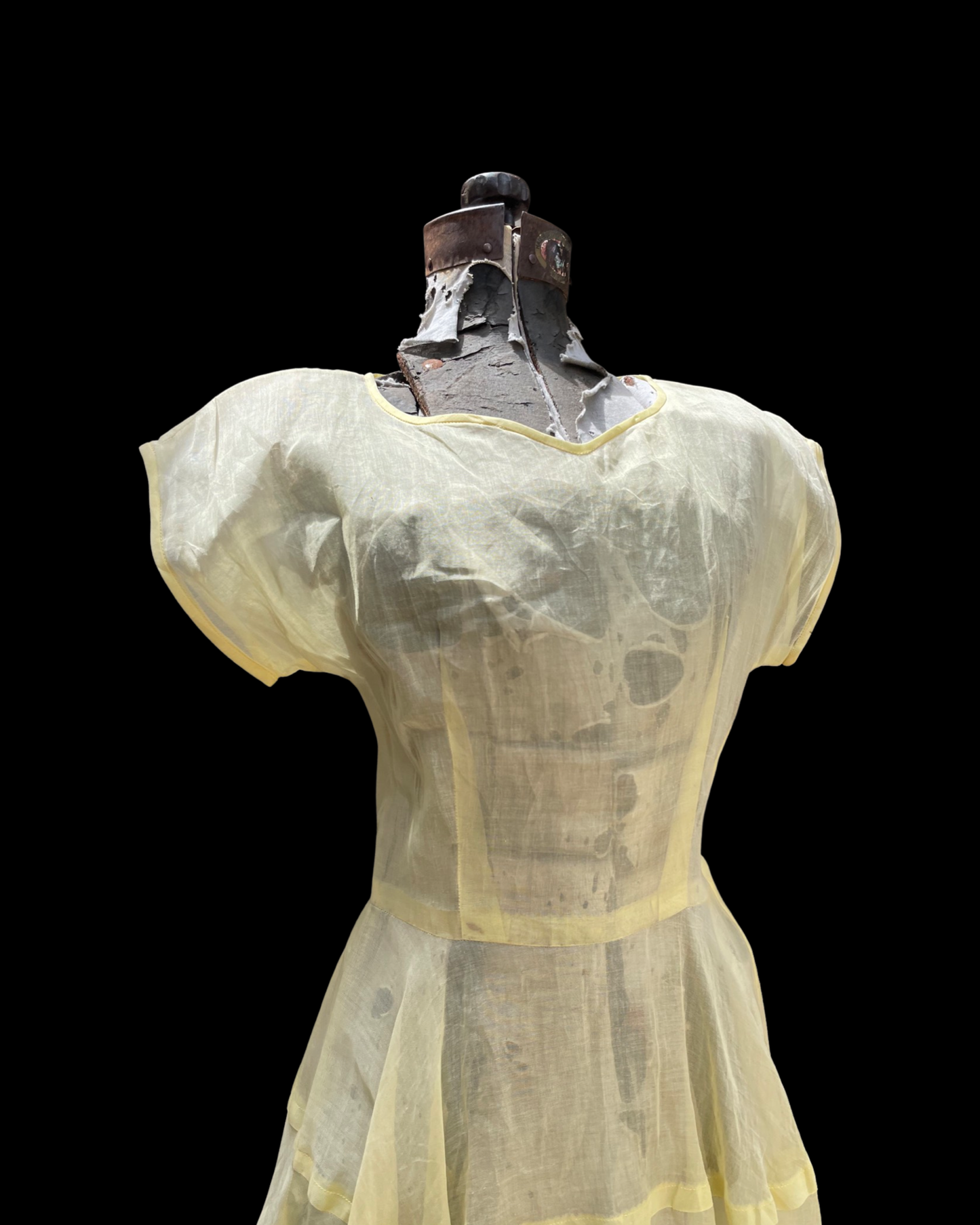 1930s/40s Baby Yellow Organdy Maxi Dress
