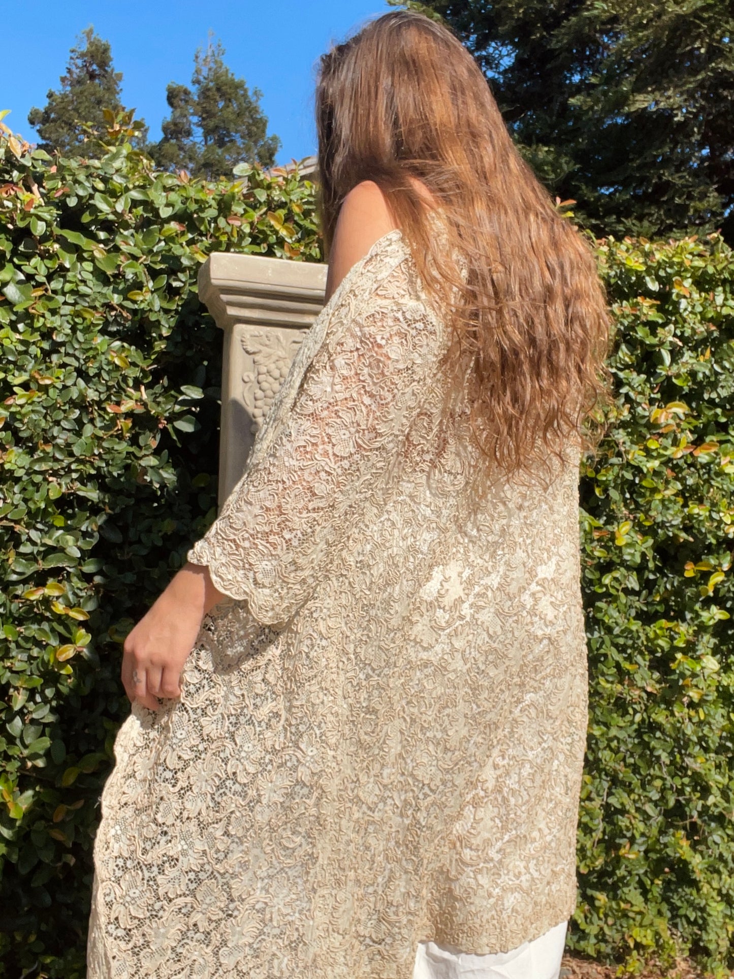 Antique Ecru Lace Soutache Robe Style Jacket