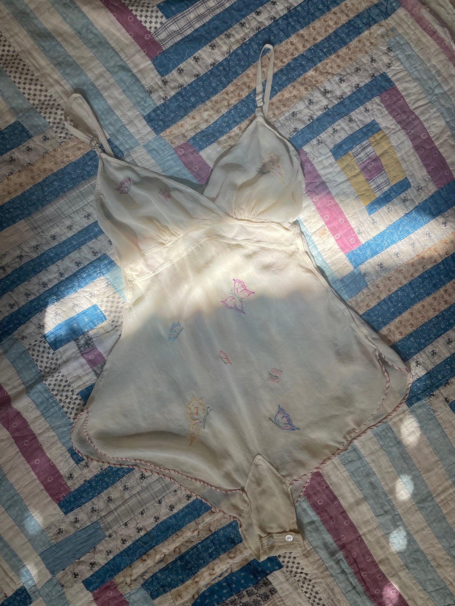 1930s Silk Crepe Butterfly Step In Playsuit
