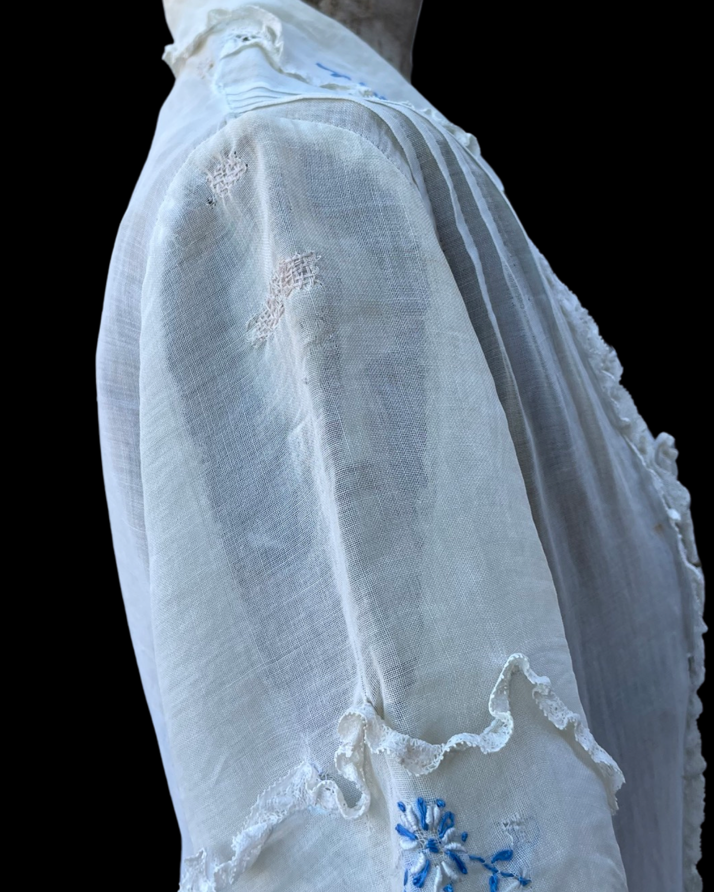 1930s Cotton Voile Lacework Day Dress