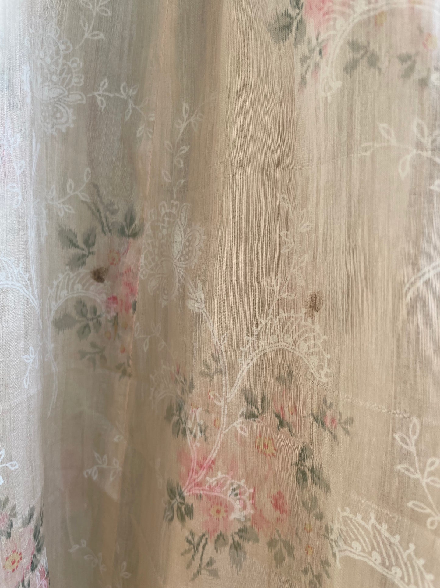 Antique Edwardian Watercolor Springtime Floral Gown